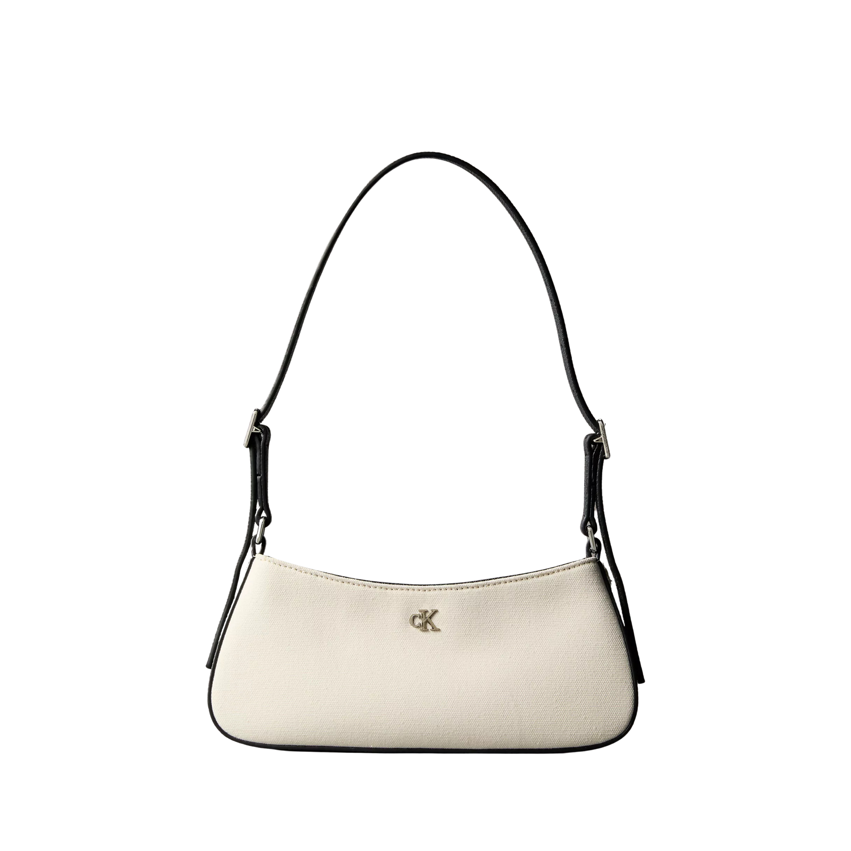 Calvin Klein Women Monogram Canvas Small Shoulder Bag - White Canvas
