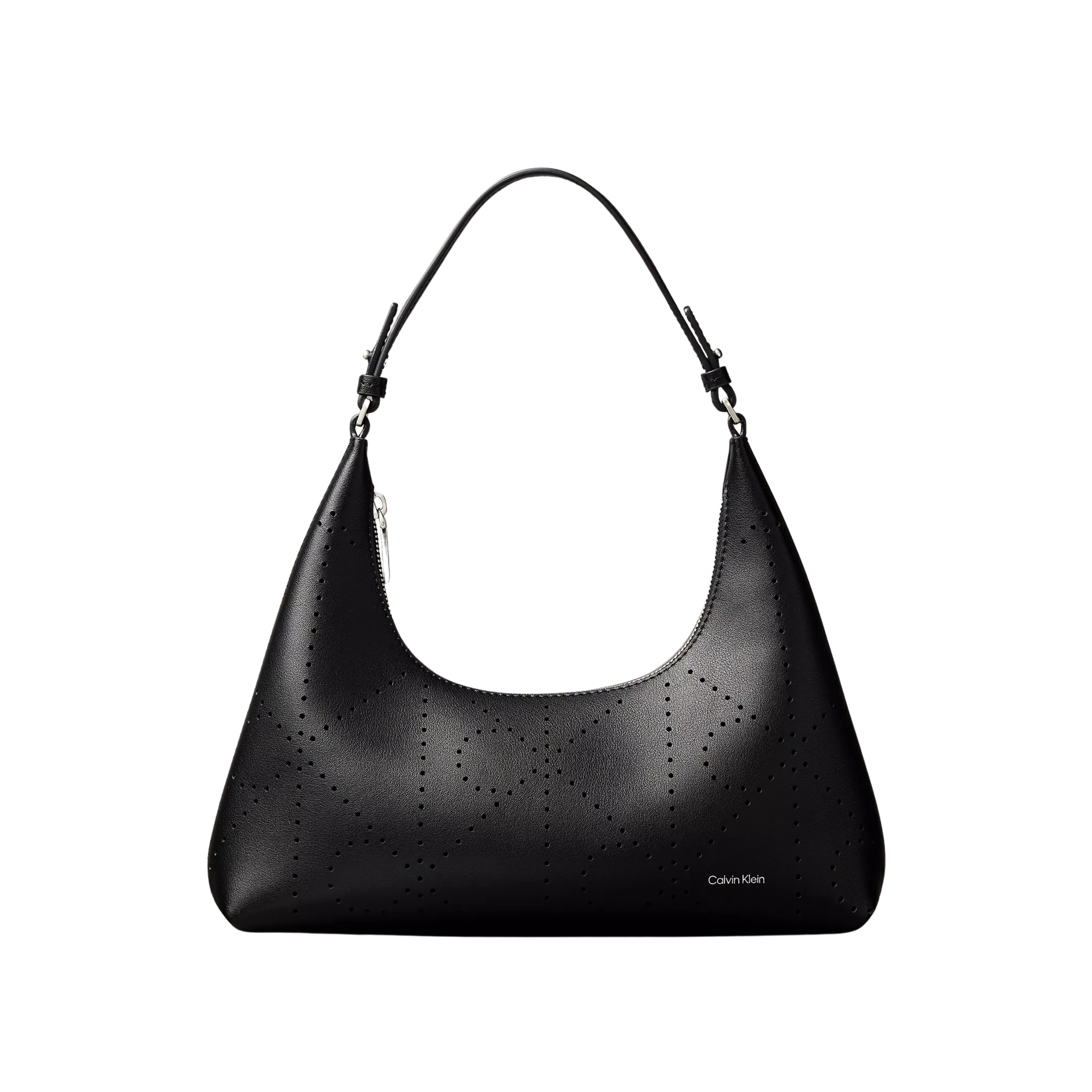 Calvin Klein Women Perforated Emblem Logo Shoulder Bag - Black