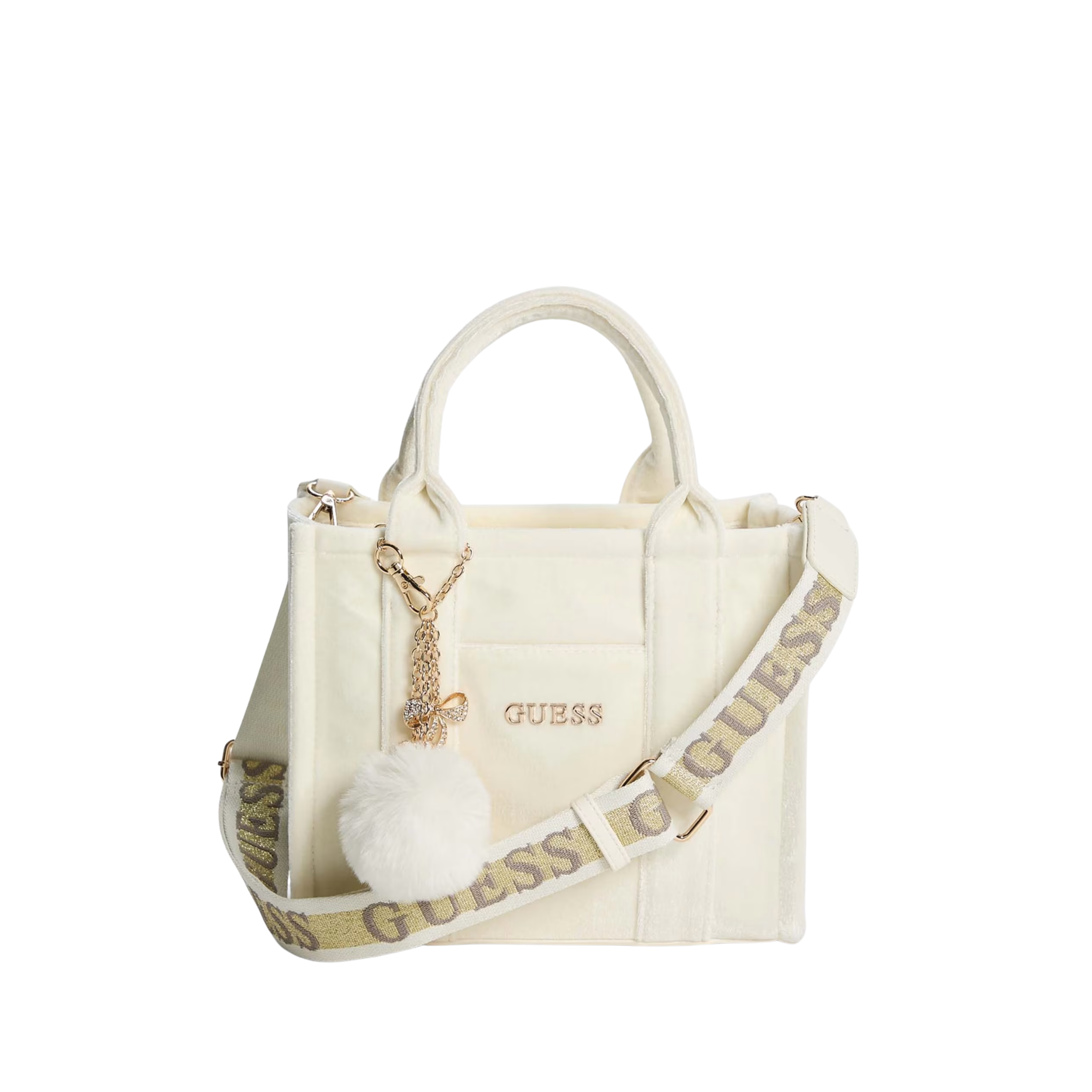 Guess Women Holly Velvet Mini Tote - Off White