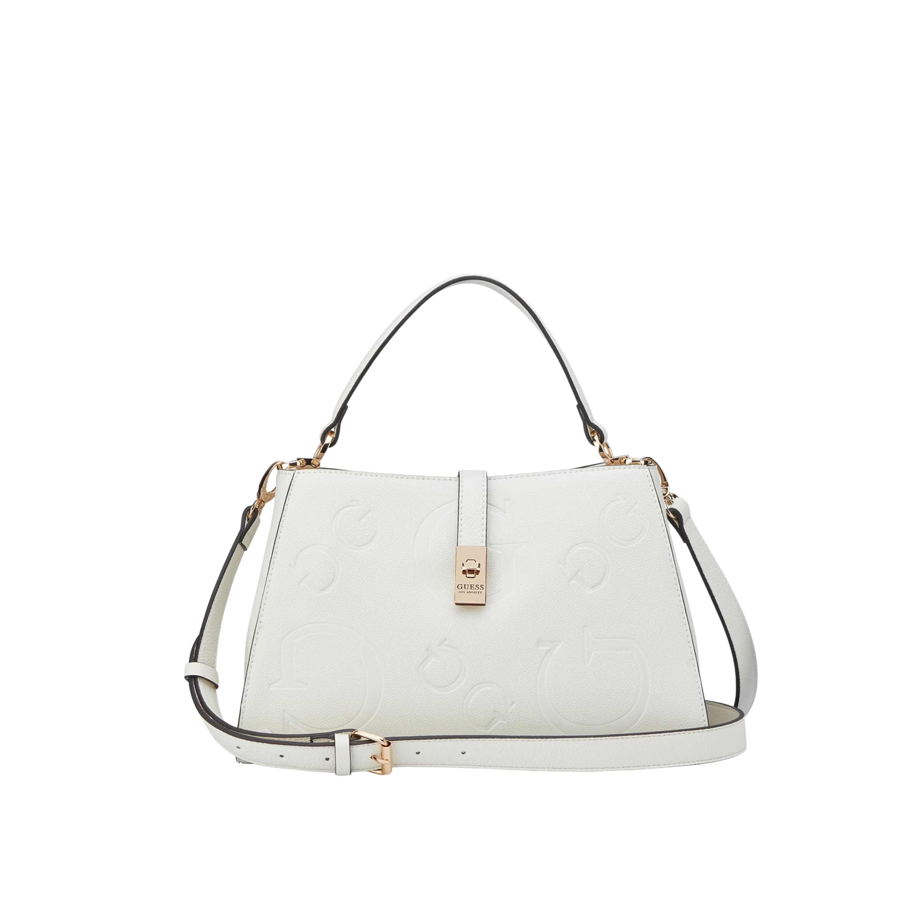 Guess Women Rudie Embossed Logo Satchel - Off White
