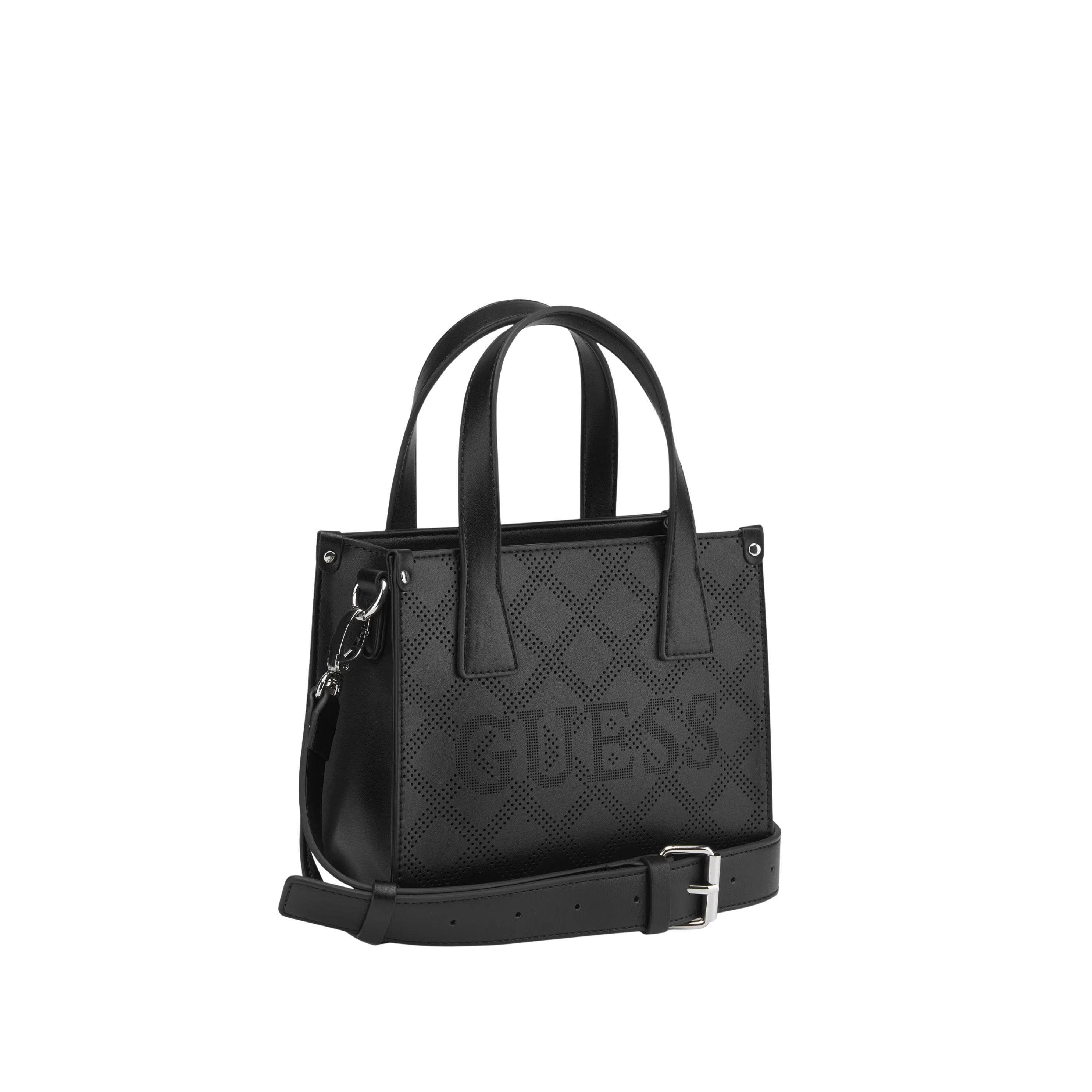 Guess Women Forber Perforated Logo Mini Tote - Black