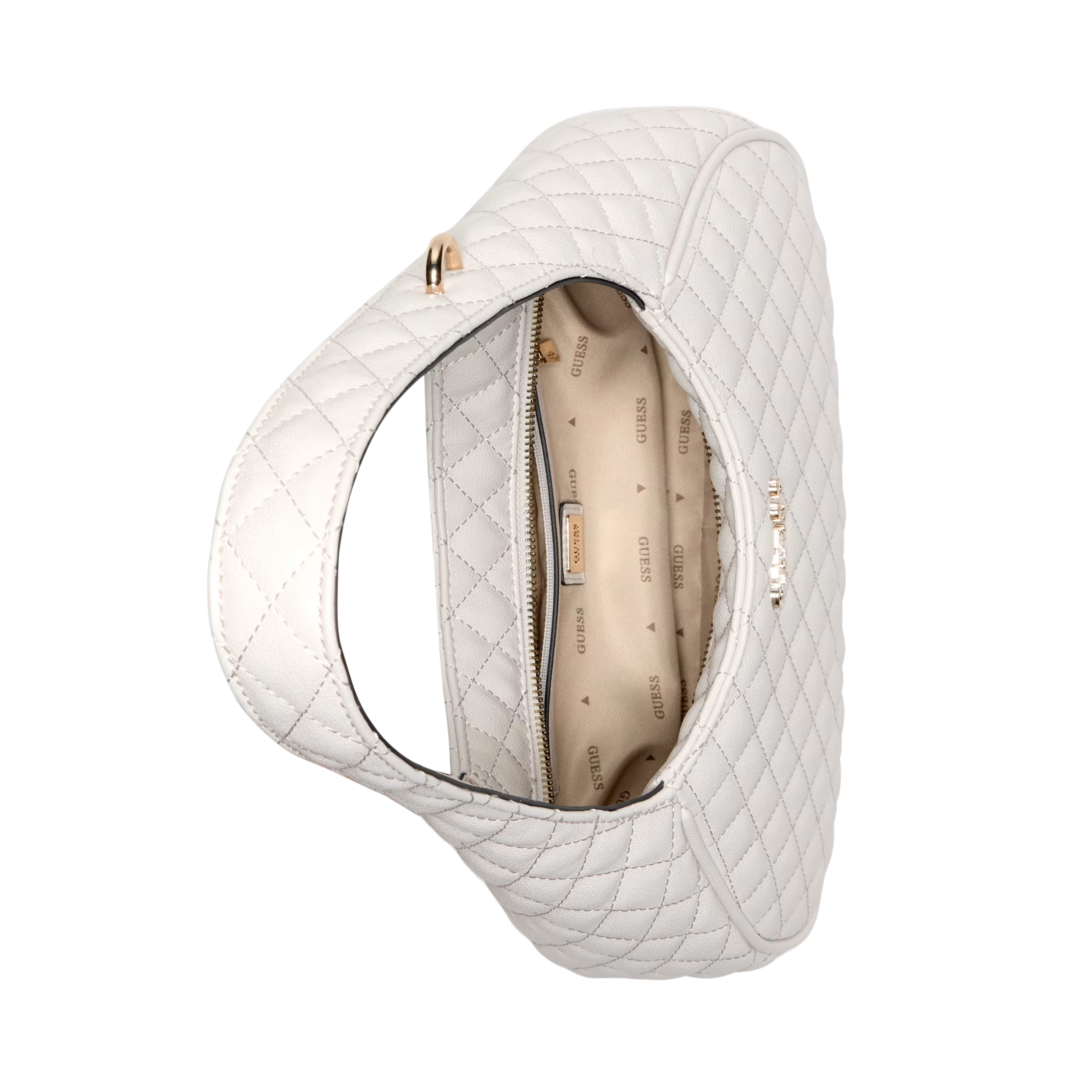Guess Women Atabey Hobo Quilted Shoulder Bag - White