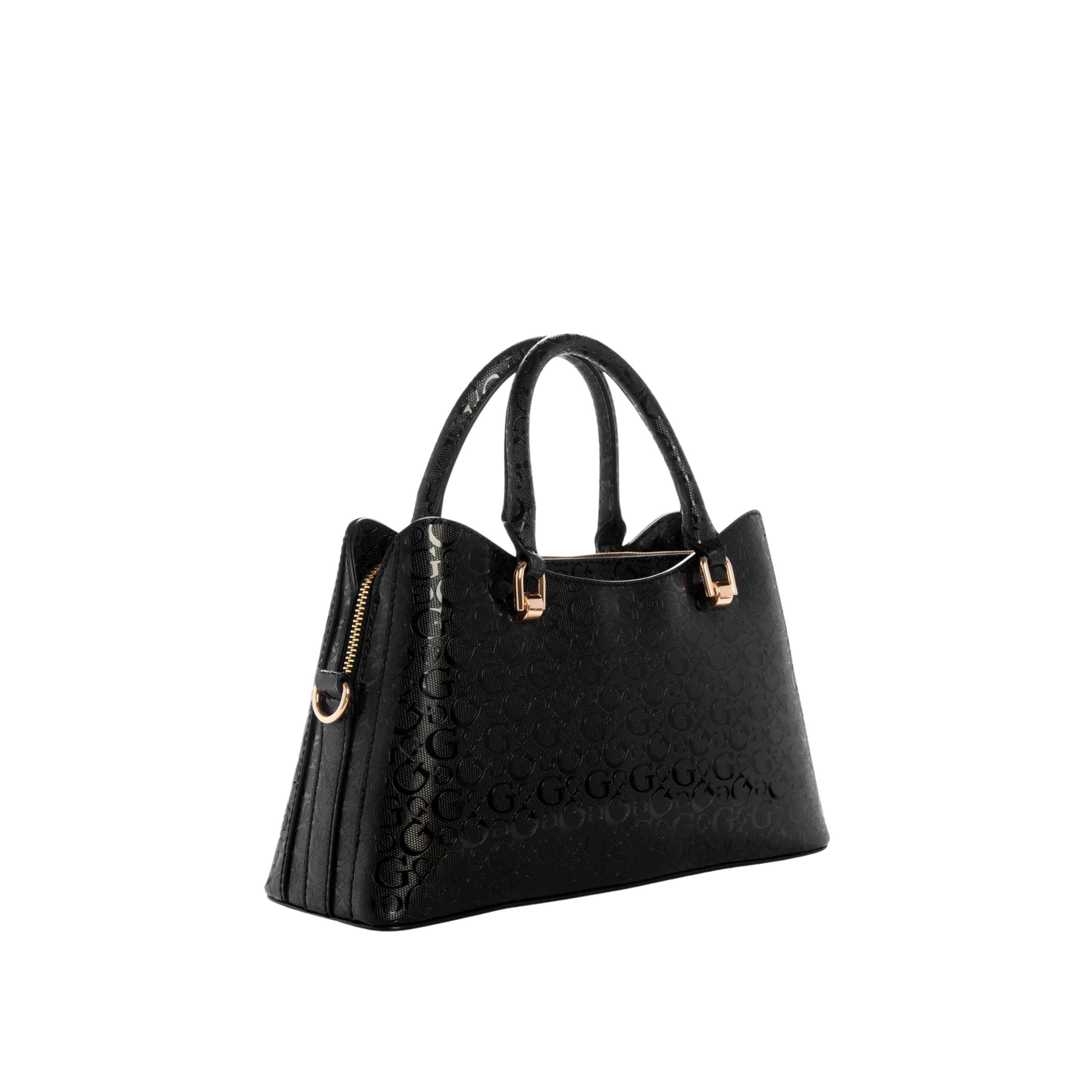 Guess Women Kiran Logo Shine Satchel - Black