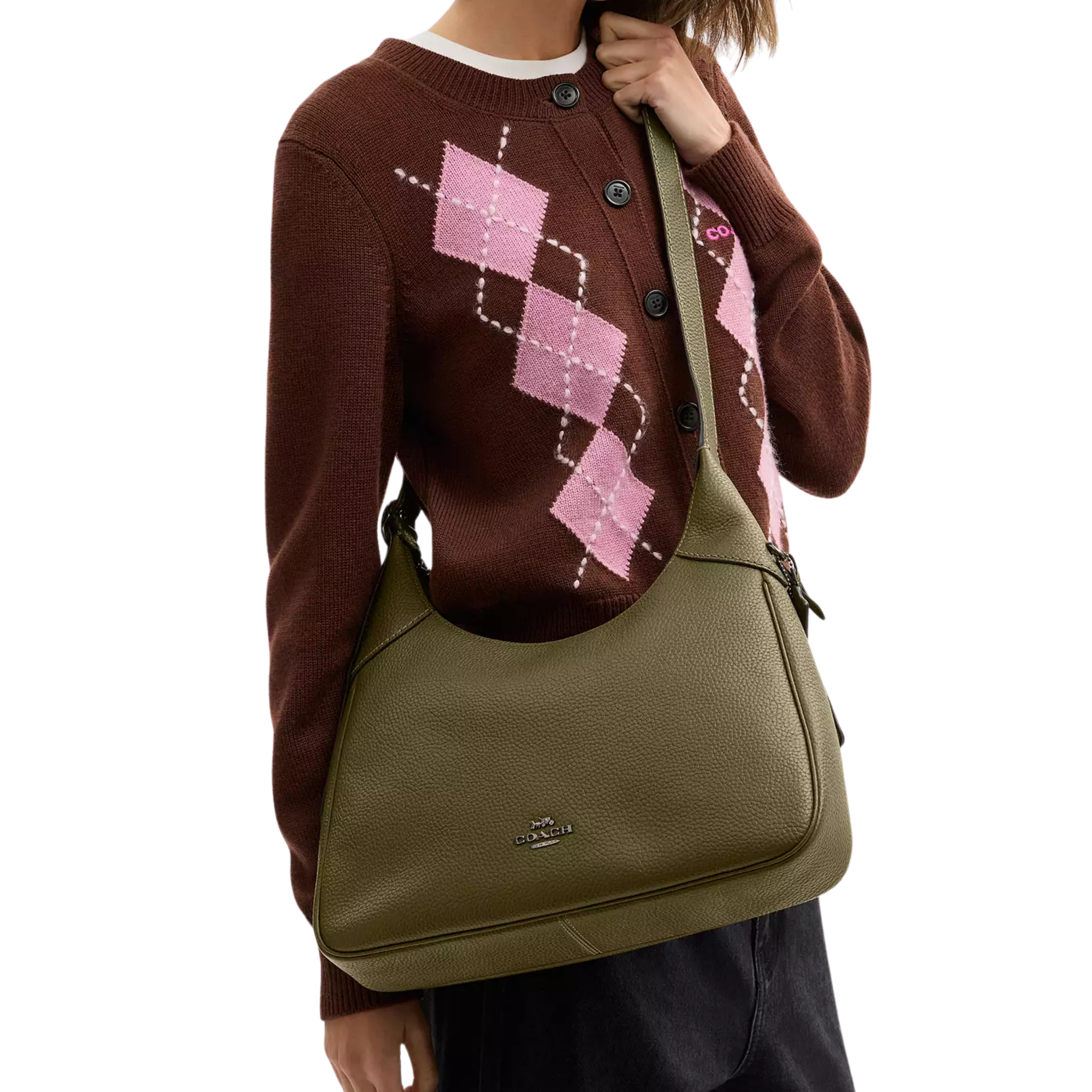 COACH Women Ella Shoulder Bag - Gunmetal Olive