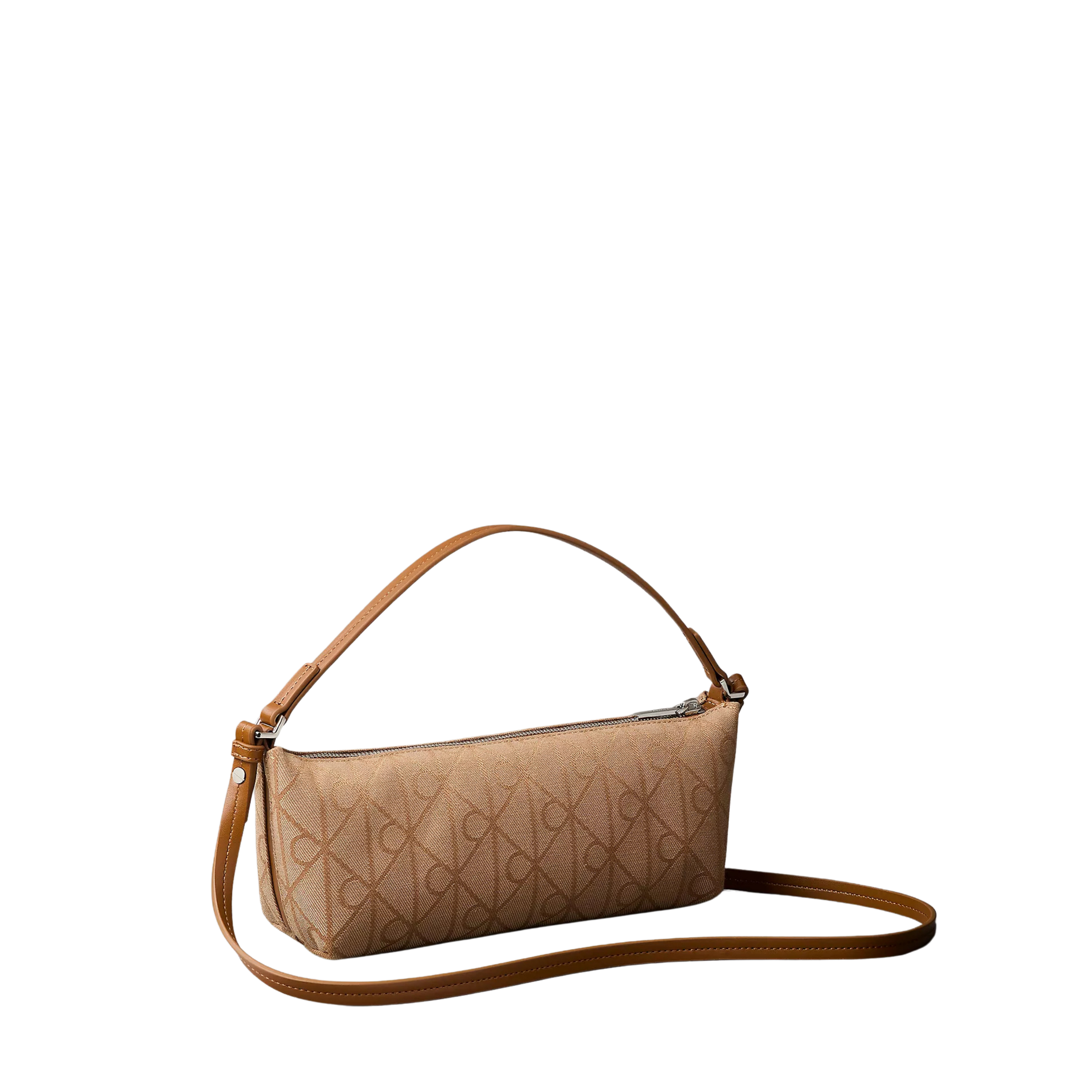 Calvin Klein Women Allover Emblem Logo Canvas Shoulder Bag - Cornstalk