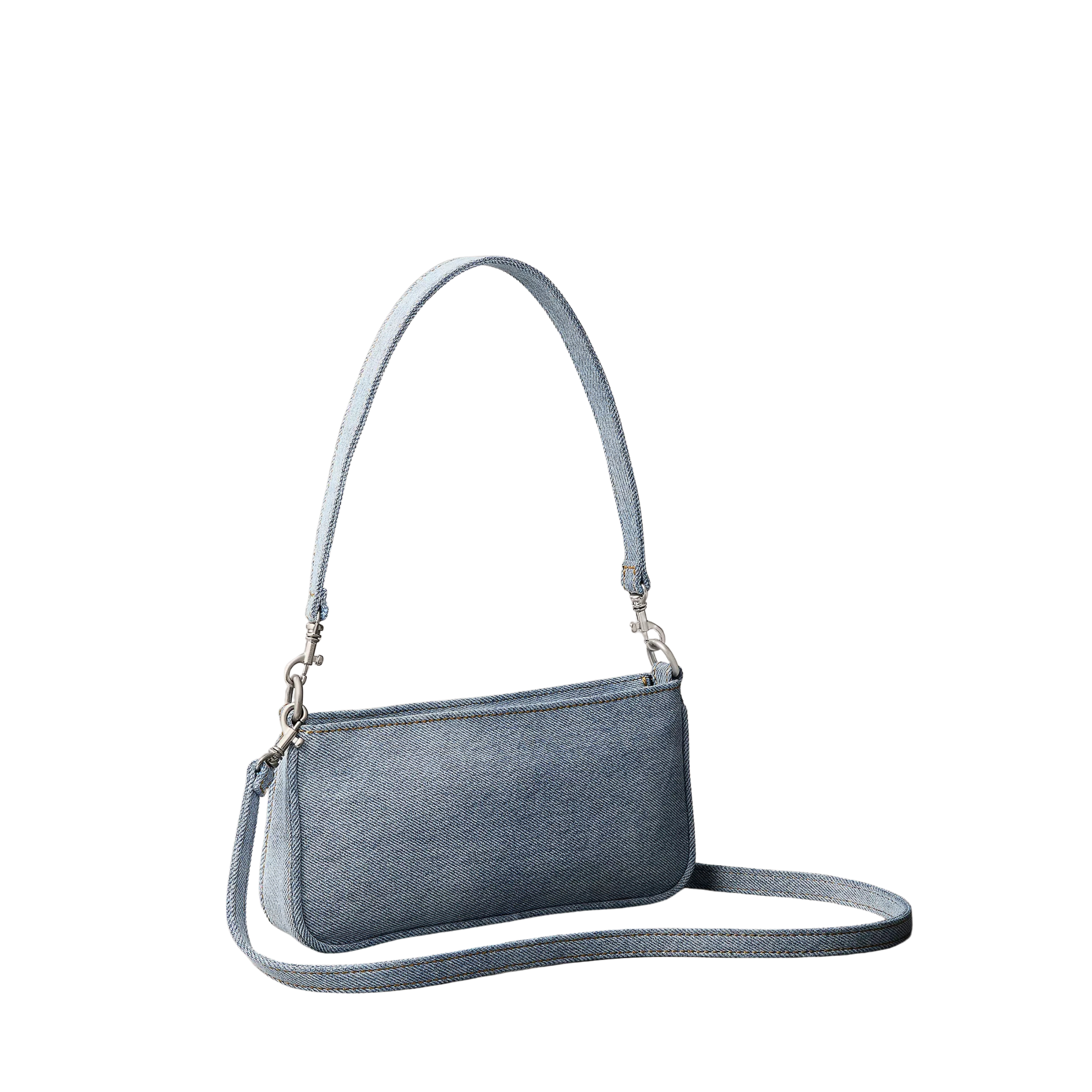 Calvin Klein Women Logo Denim Convertible Shoulder Bag - Light Denim Wash