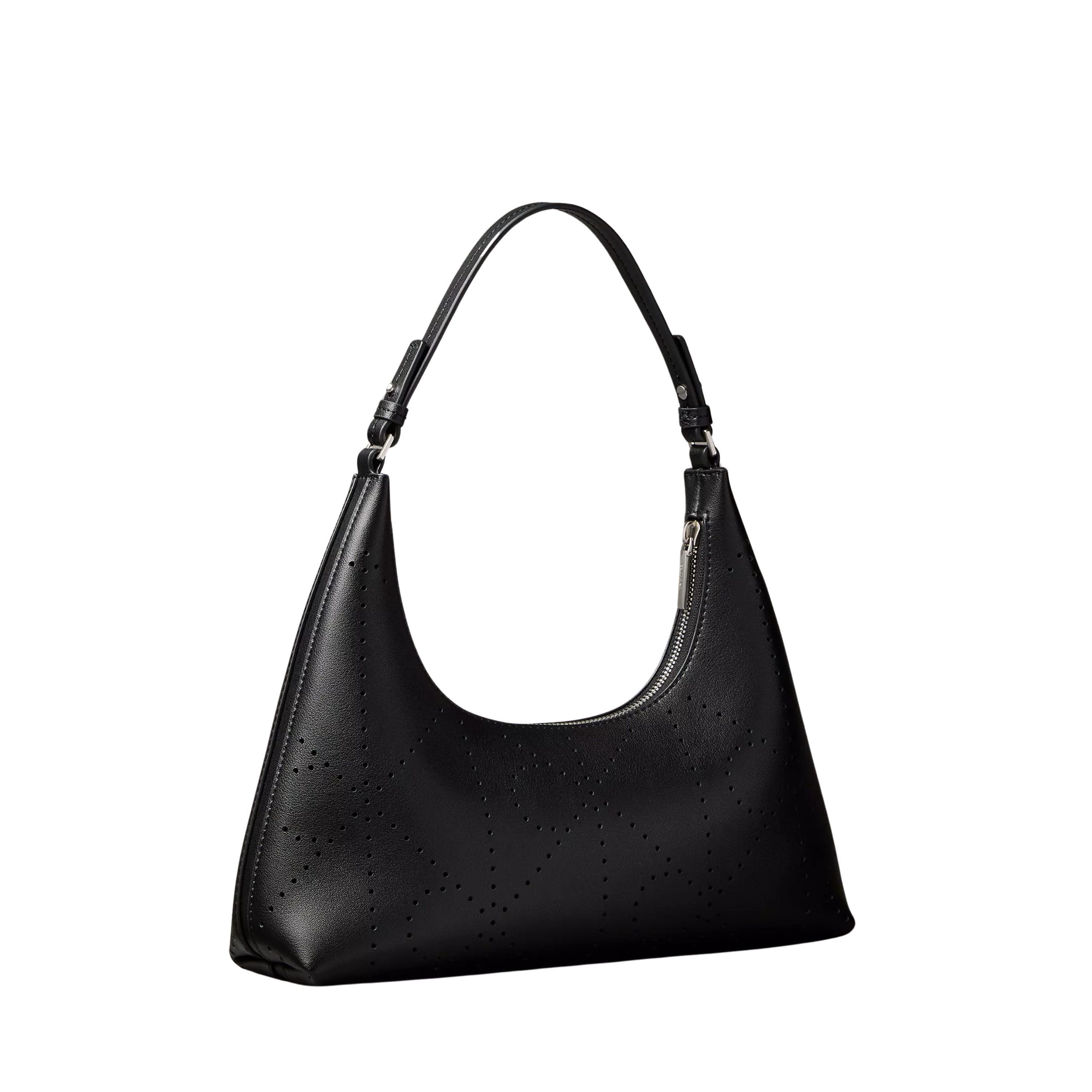 Calvin Klein Women Perforated Emblem Logo Shoulder Bag - Black
