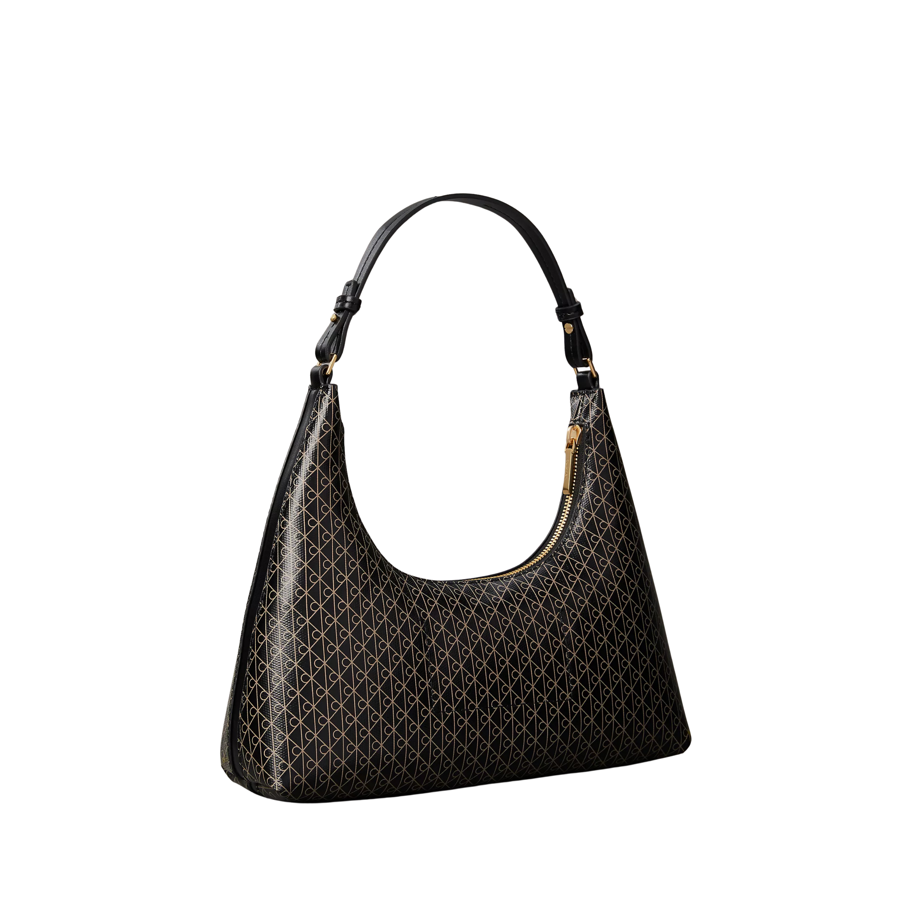 Calvin Klein Women Allover Emblem Logo Shoulder Bag - Black