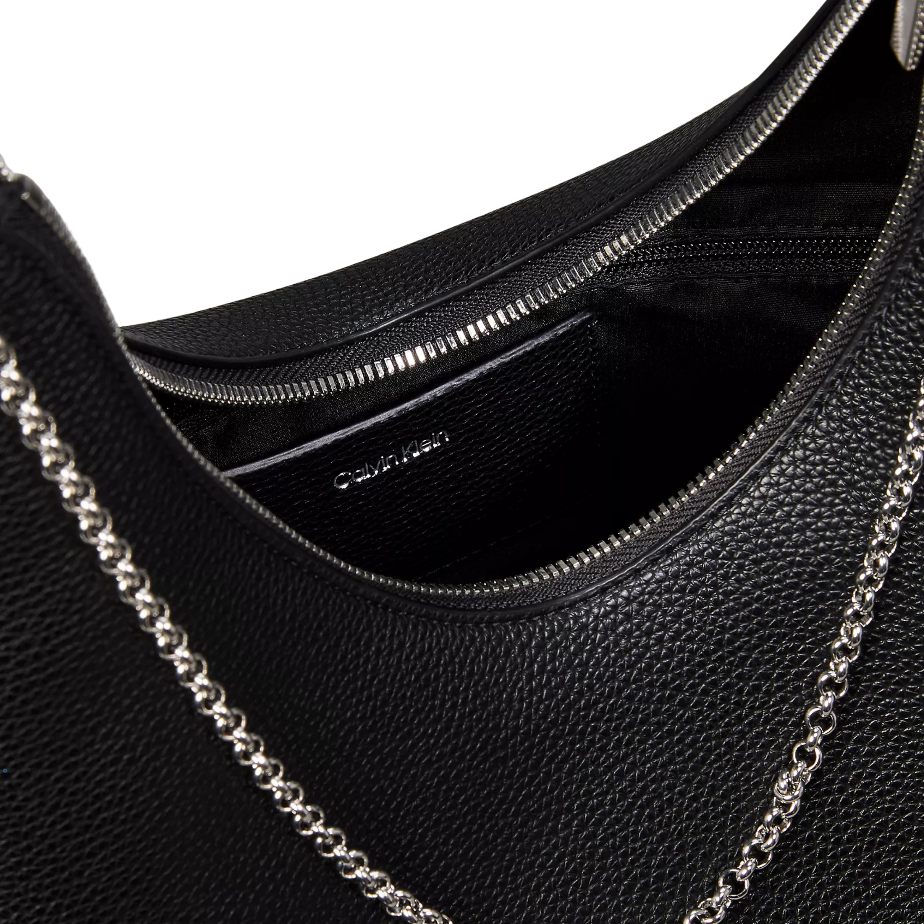 Calvin Klein Women Emblem Logo Hardware Pebble Shoulder Bag - Black