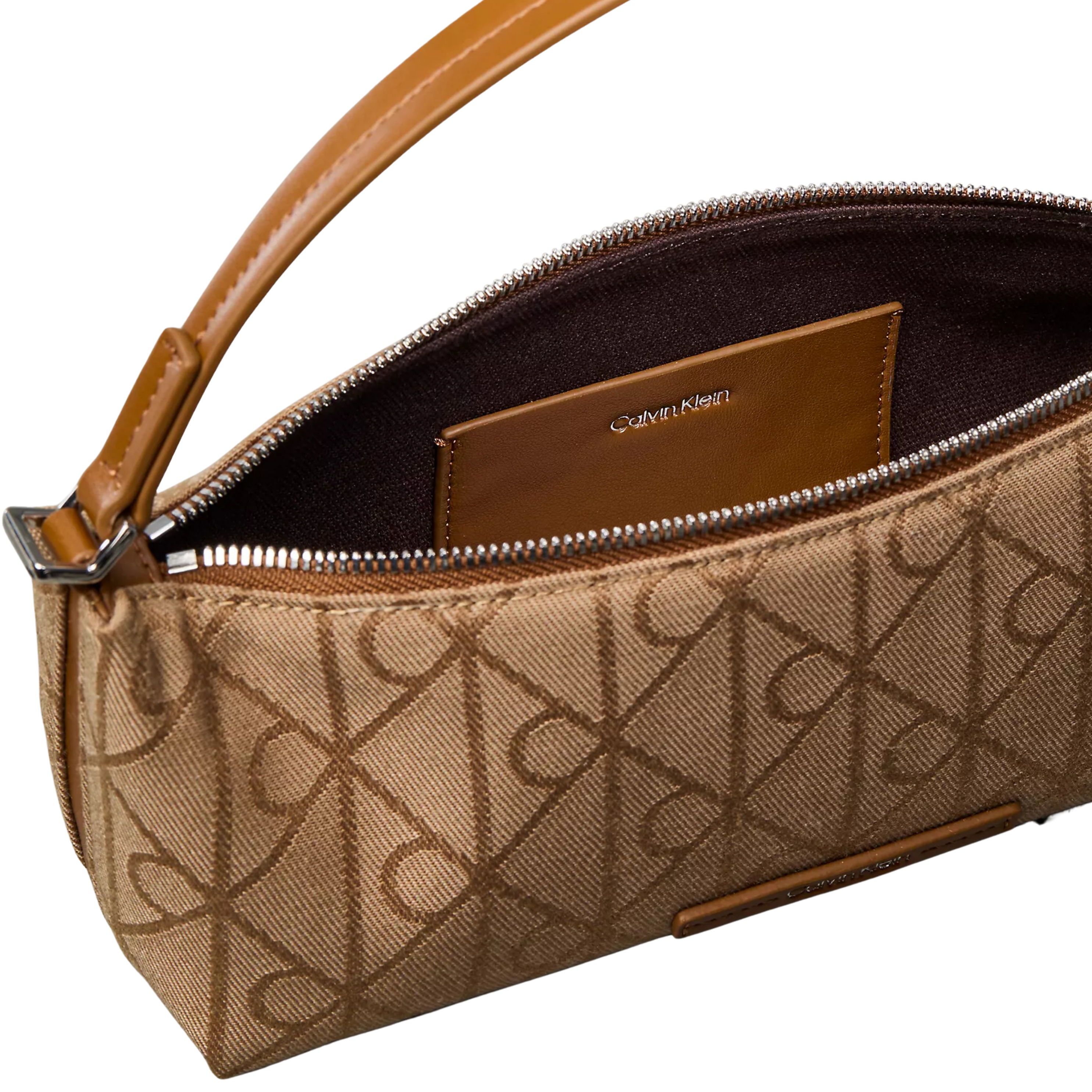 Calvin Klein Women Allover Emblem Logo Canvas Shoulder Bag - Cornstalk
