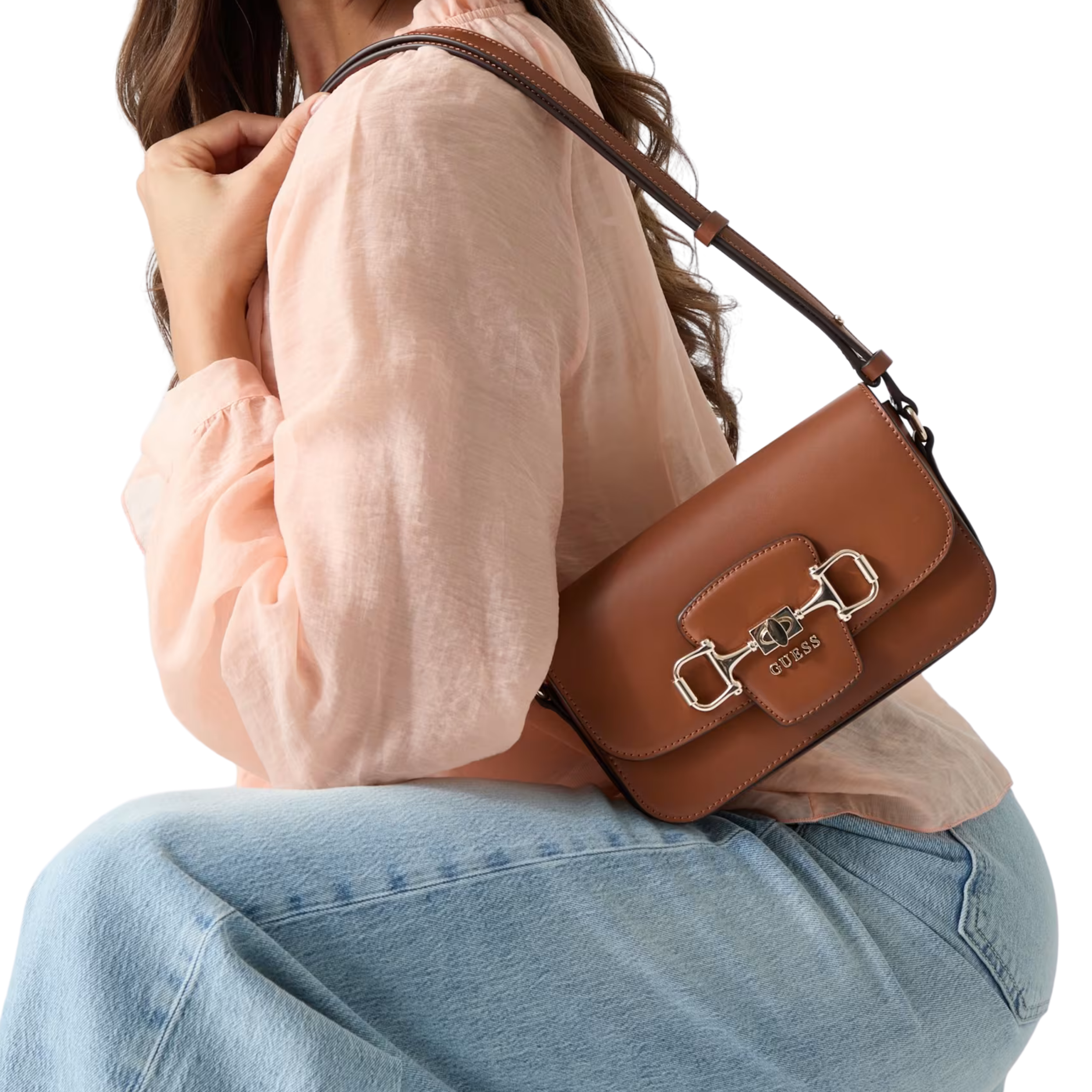 Guess Women Janie Logo Crossbody Bag - Cognac