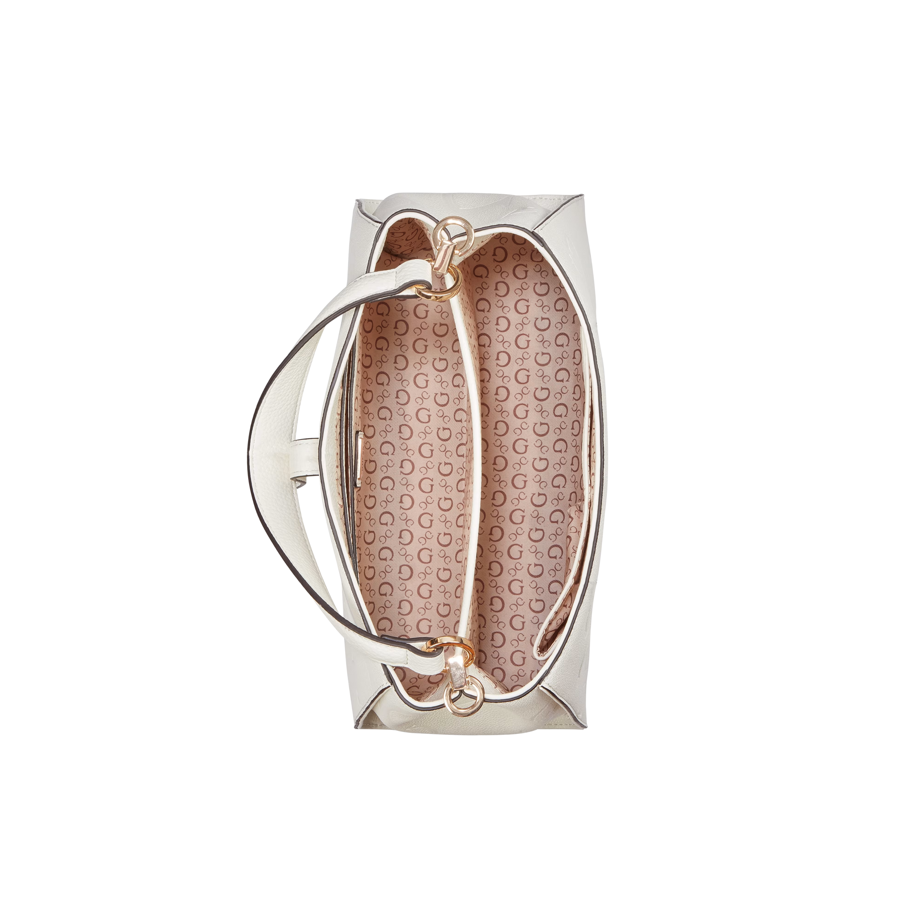 Guess Women Rudie Embossed Logo Satchel - Off White