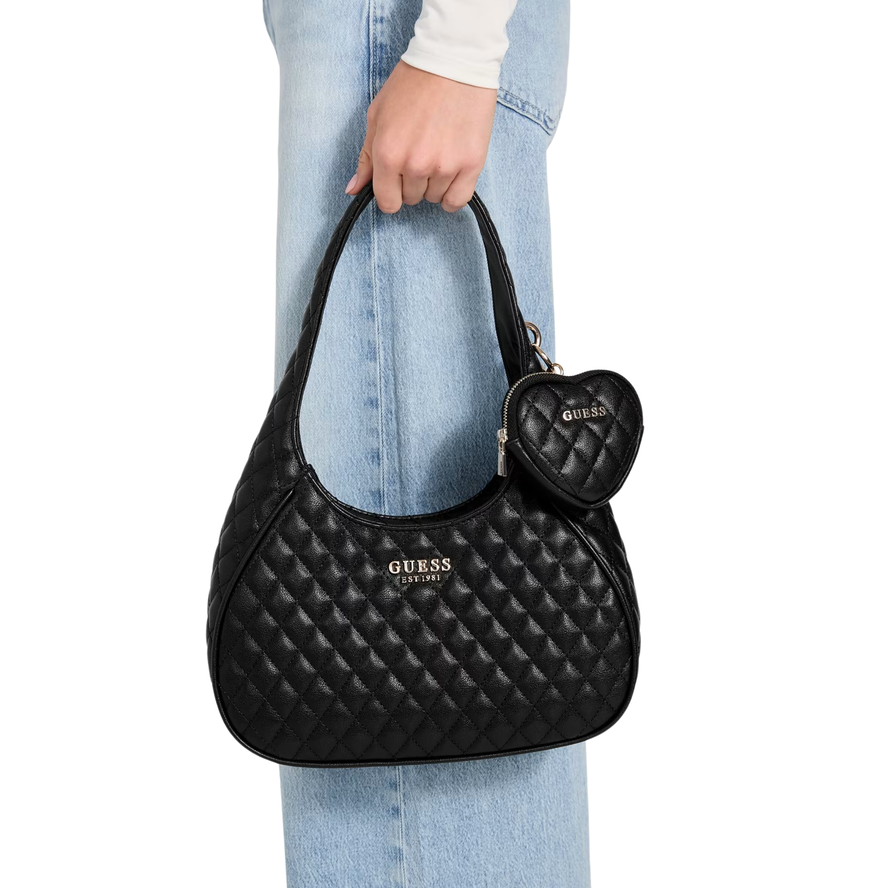 Guess Women Atabey Hobo Quilted Shoulder Bag - Black