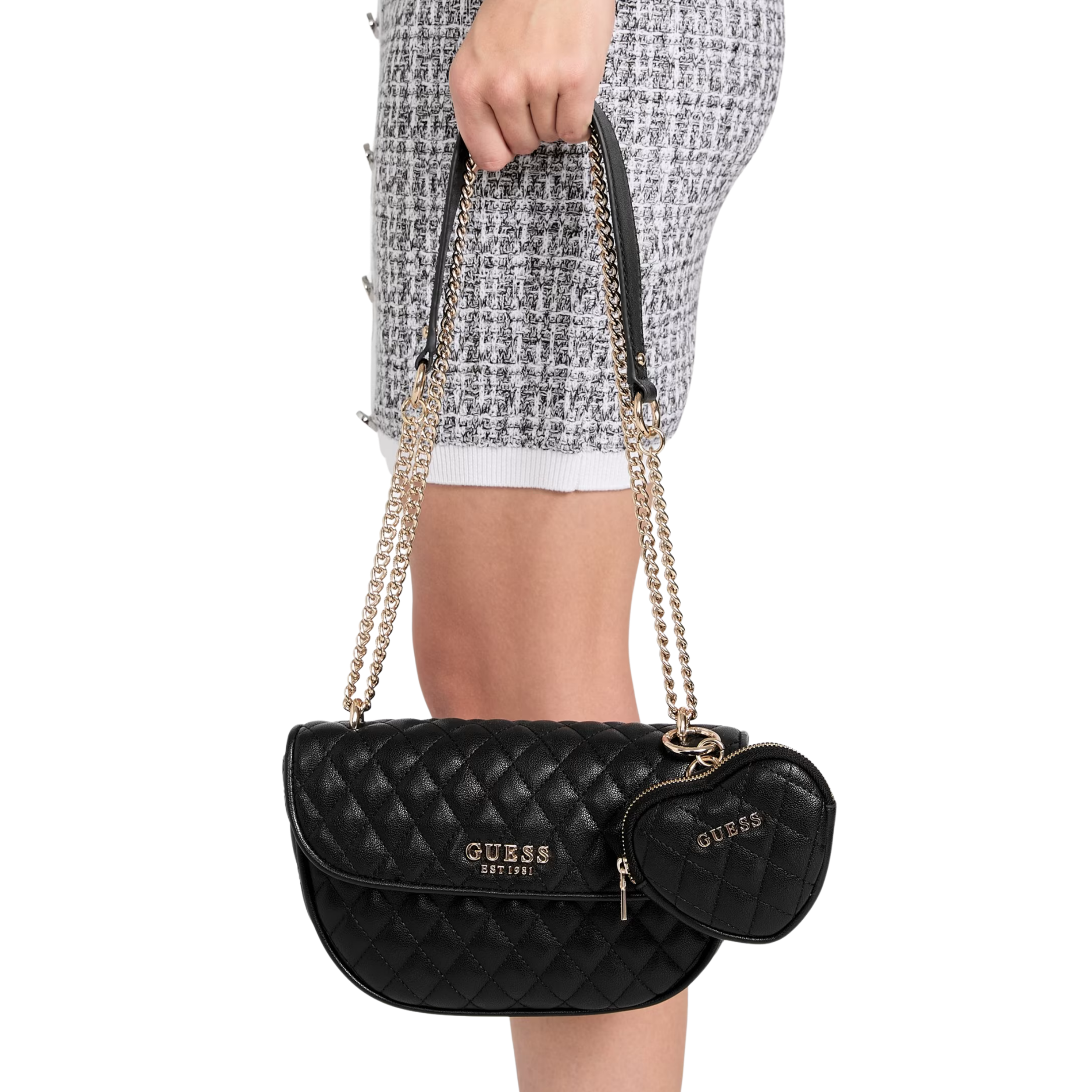 Guess Women Atabey Quilted Convertible Crossbody - Black
