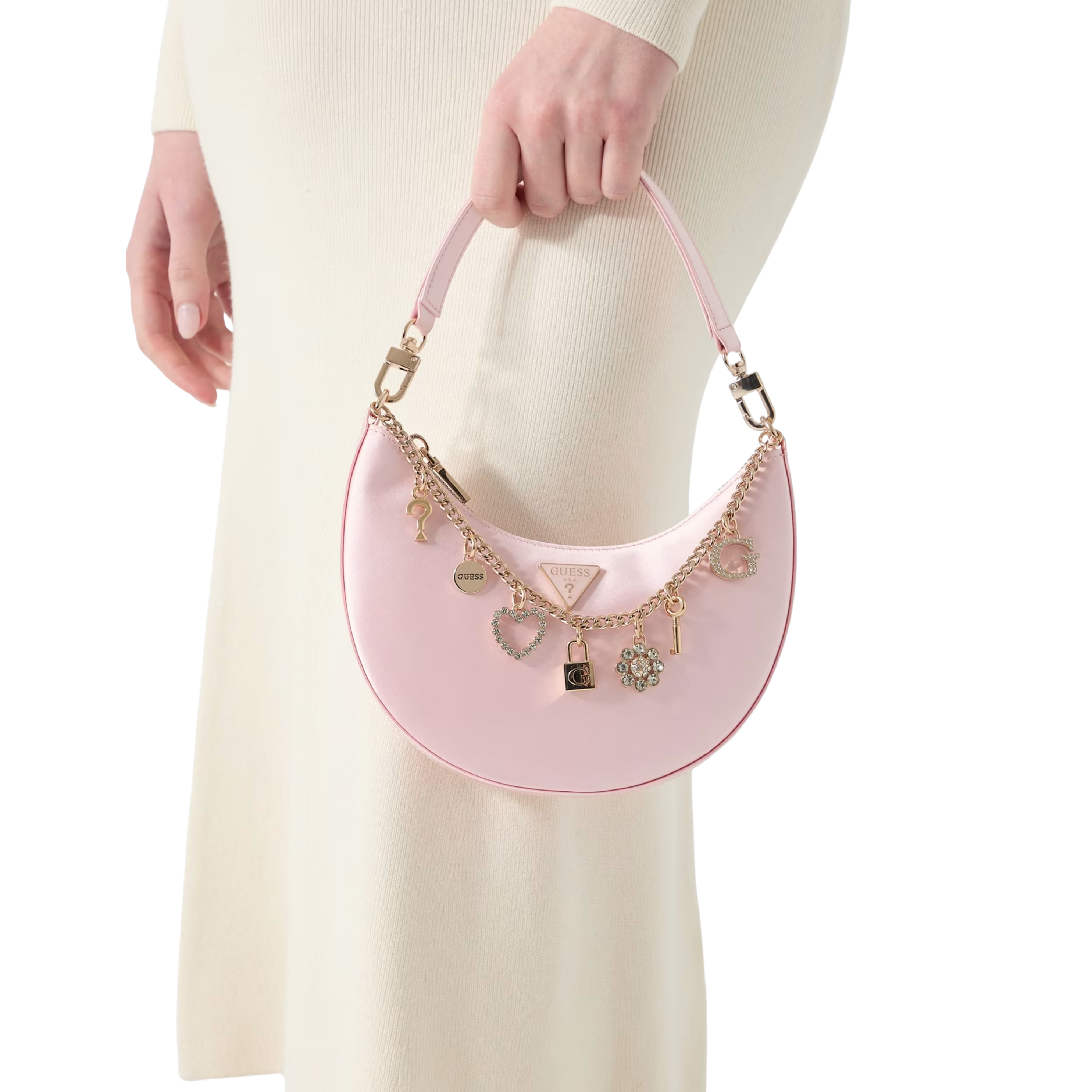 Guess Women Tasmin Charm Appliqué Hobo Bag - Light Rose
