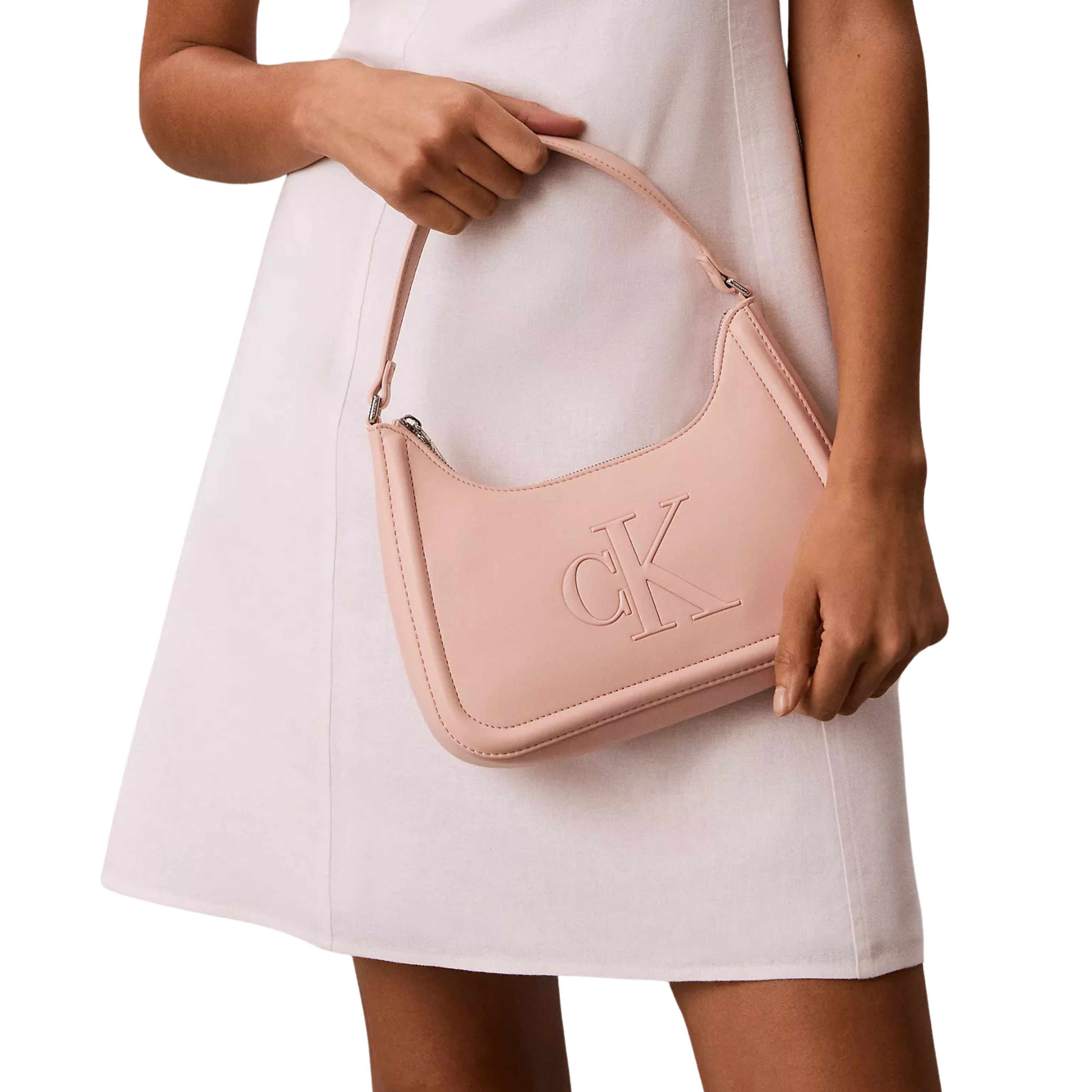 Calvin Klein Women Embossed Monogram Shoulder Bag - Pale Conch