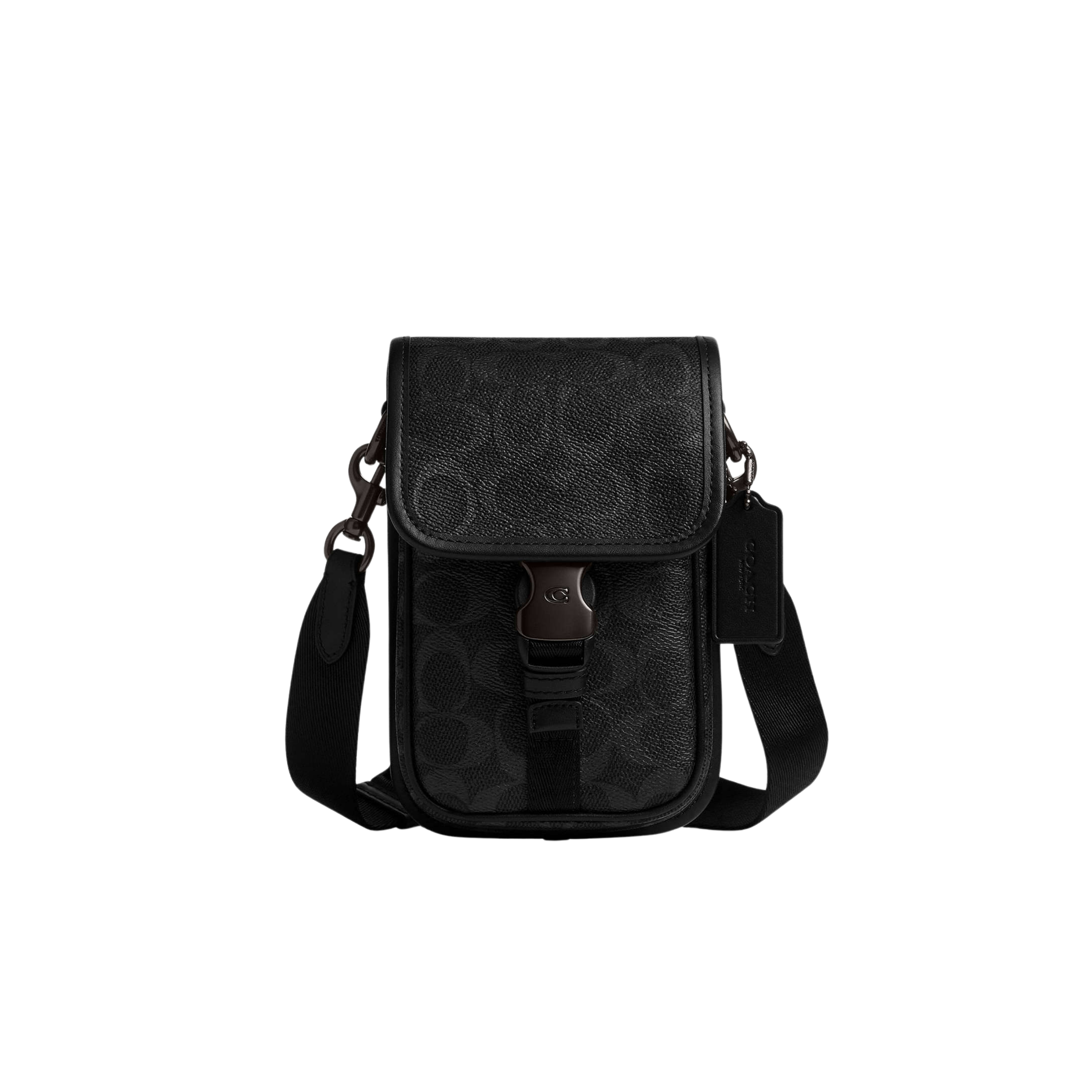 Coach Men League Phone Crossbody Bag - Black Signature
