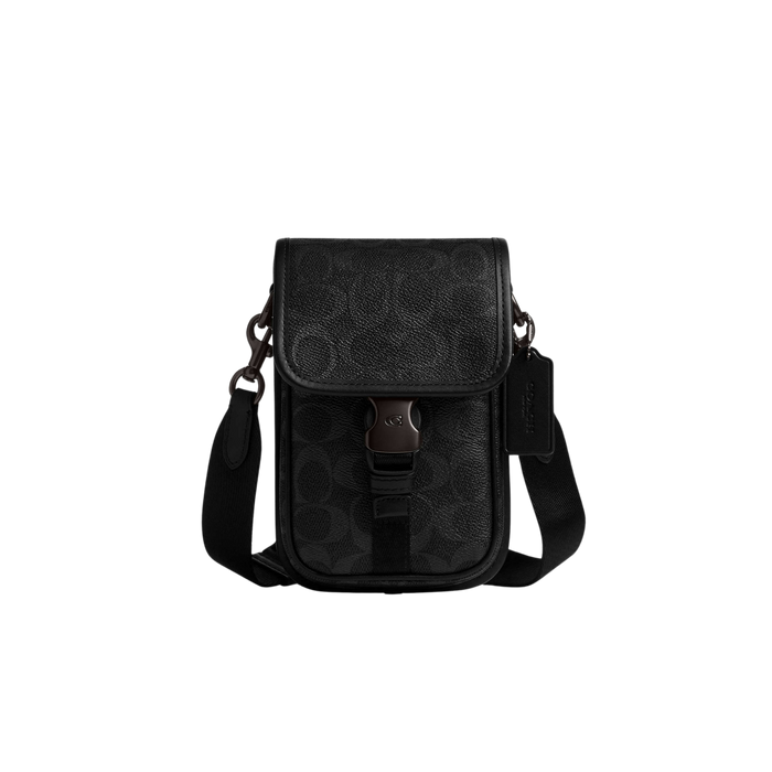 Coach Men League Phone Crossbody Bag - Black Signature