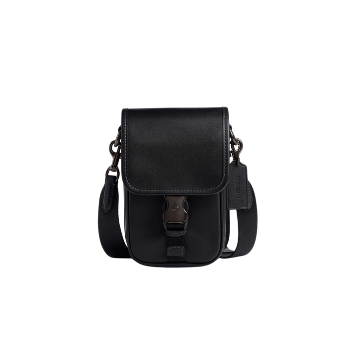 Coach Men League Phone Crossbody Bag - Leather Black