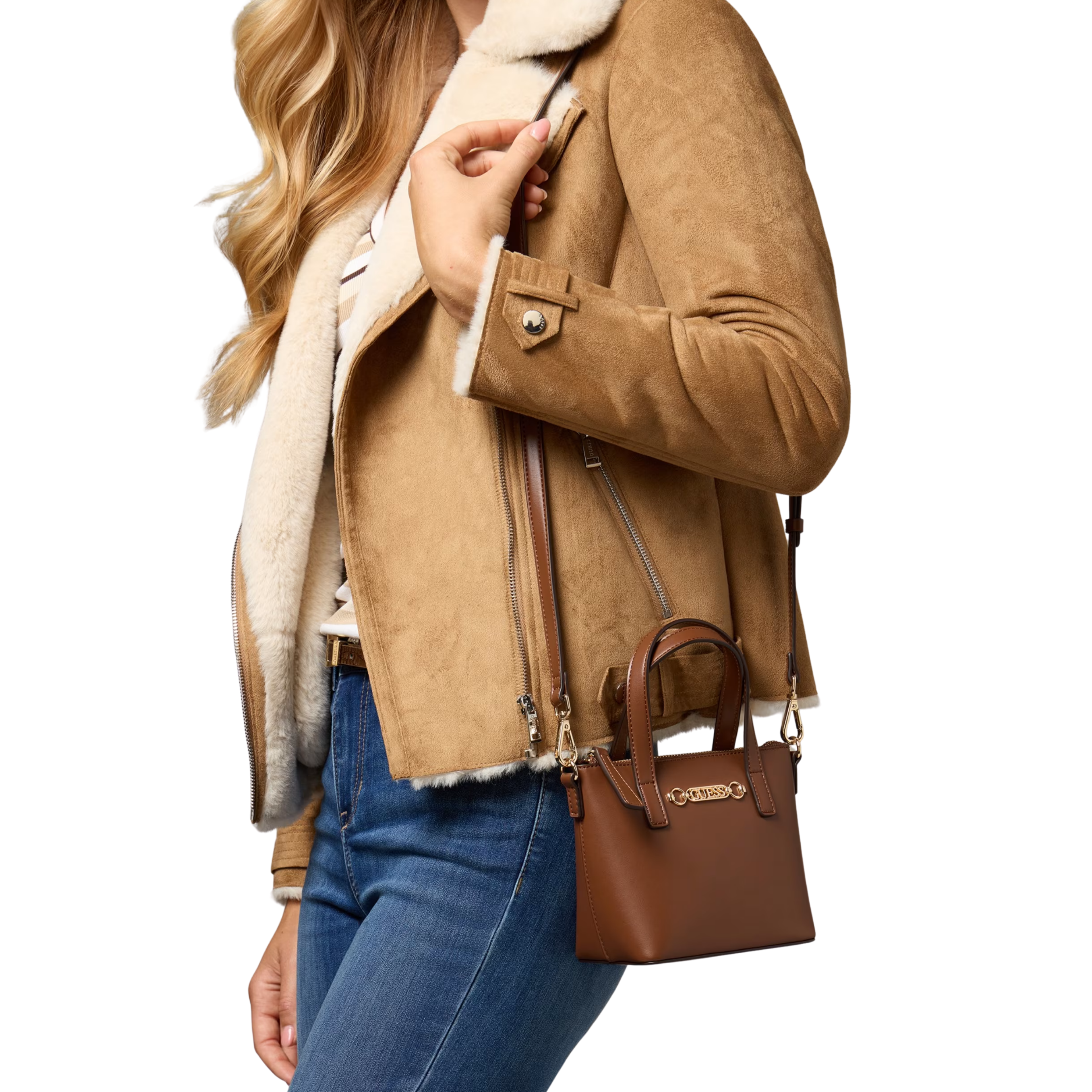 Guess Women Avelina Faux Leather Mini Tote - Brown