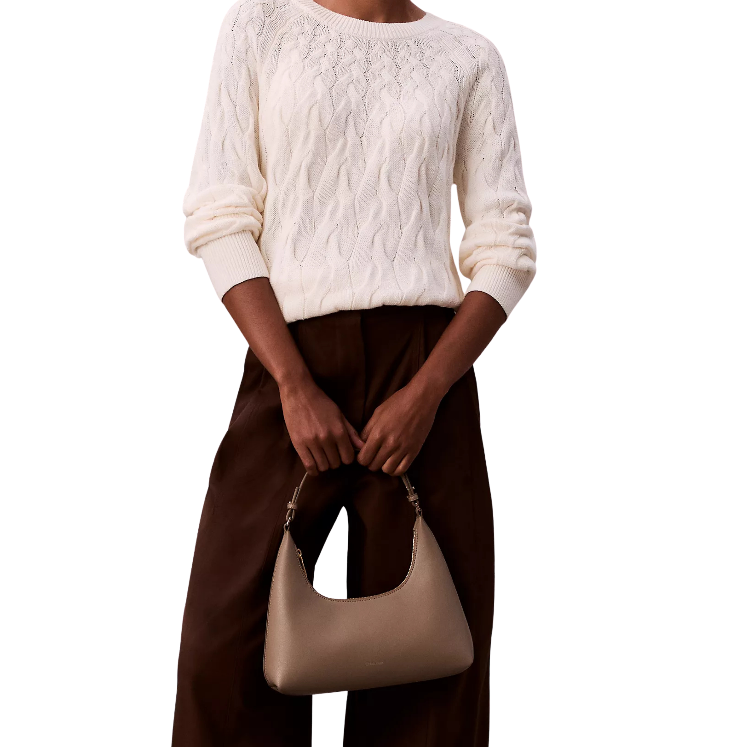 Calvin Klein Women Foil Logo Shoulder Bag - Desert Taupe