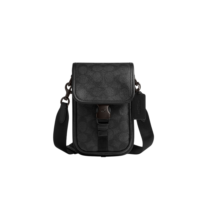 Coach Men League Phone Crossbody Bag - Charcoal Signature