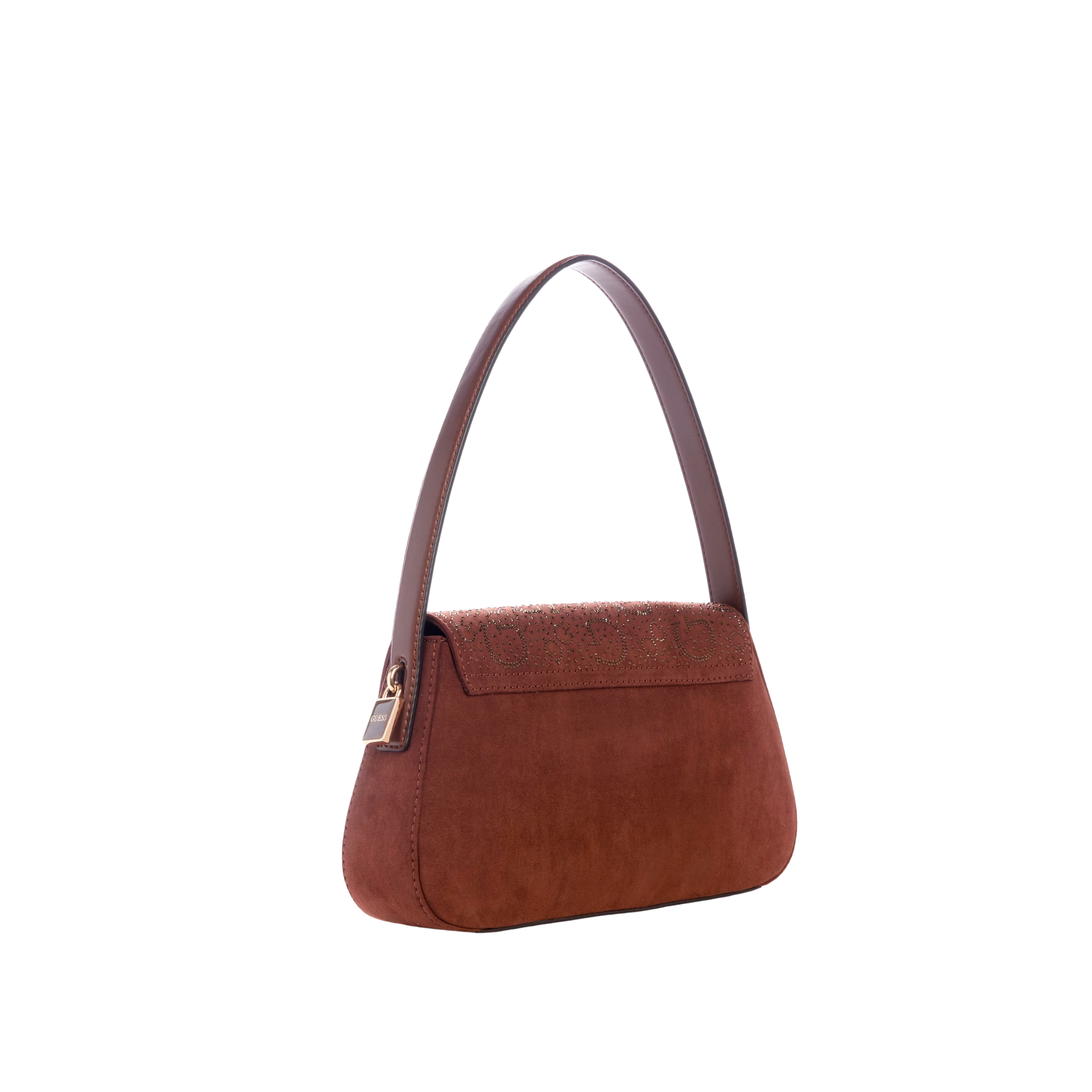 GUESS Women Avelina Rhinestone Logo Shoulder Bag - Brown