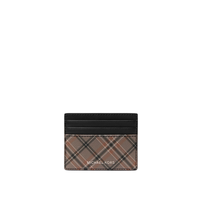 Michael Kors Men Cooper Plaid Card Case - Mushroom