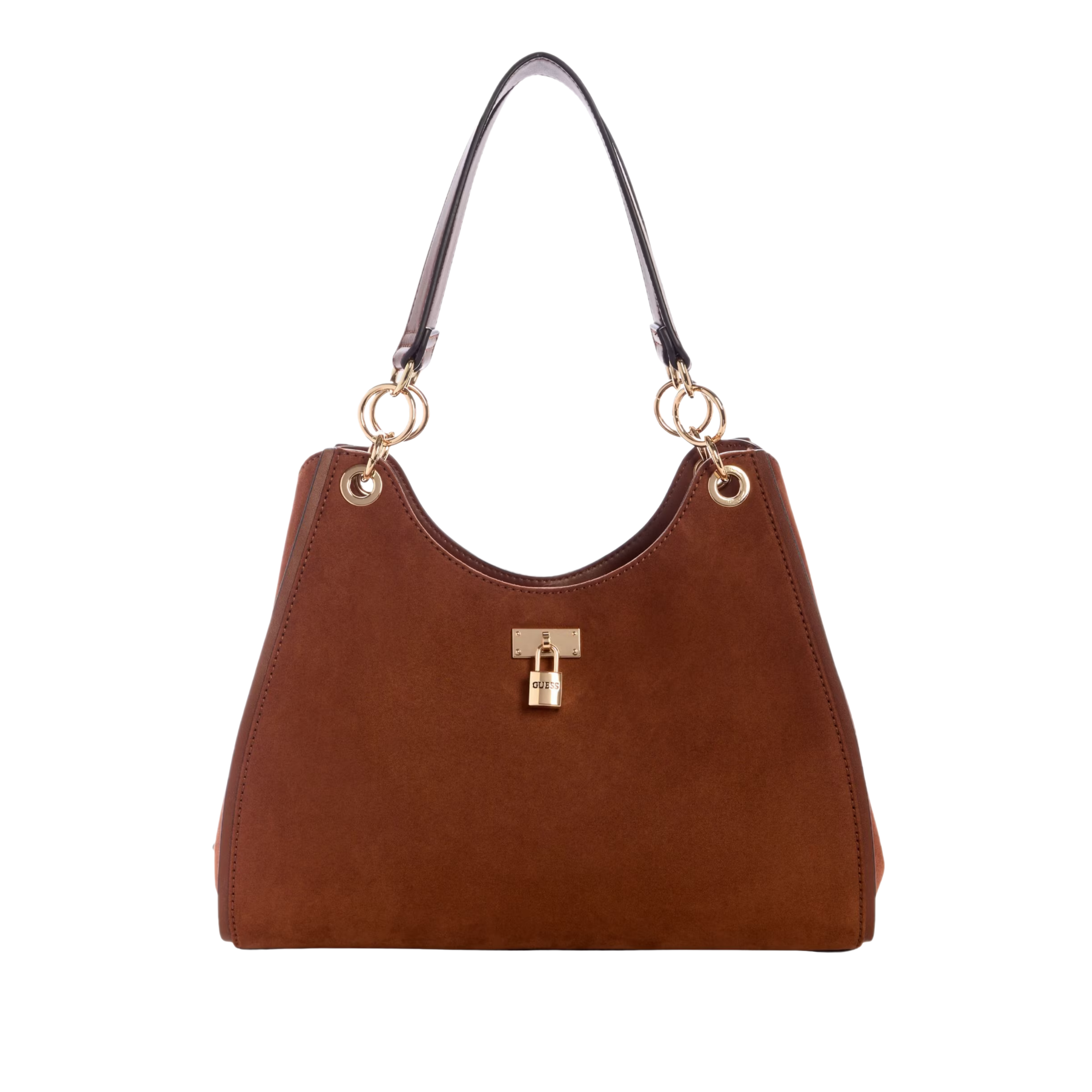 Guess Women Kaline Faux Suede Satchel - Brown
