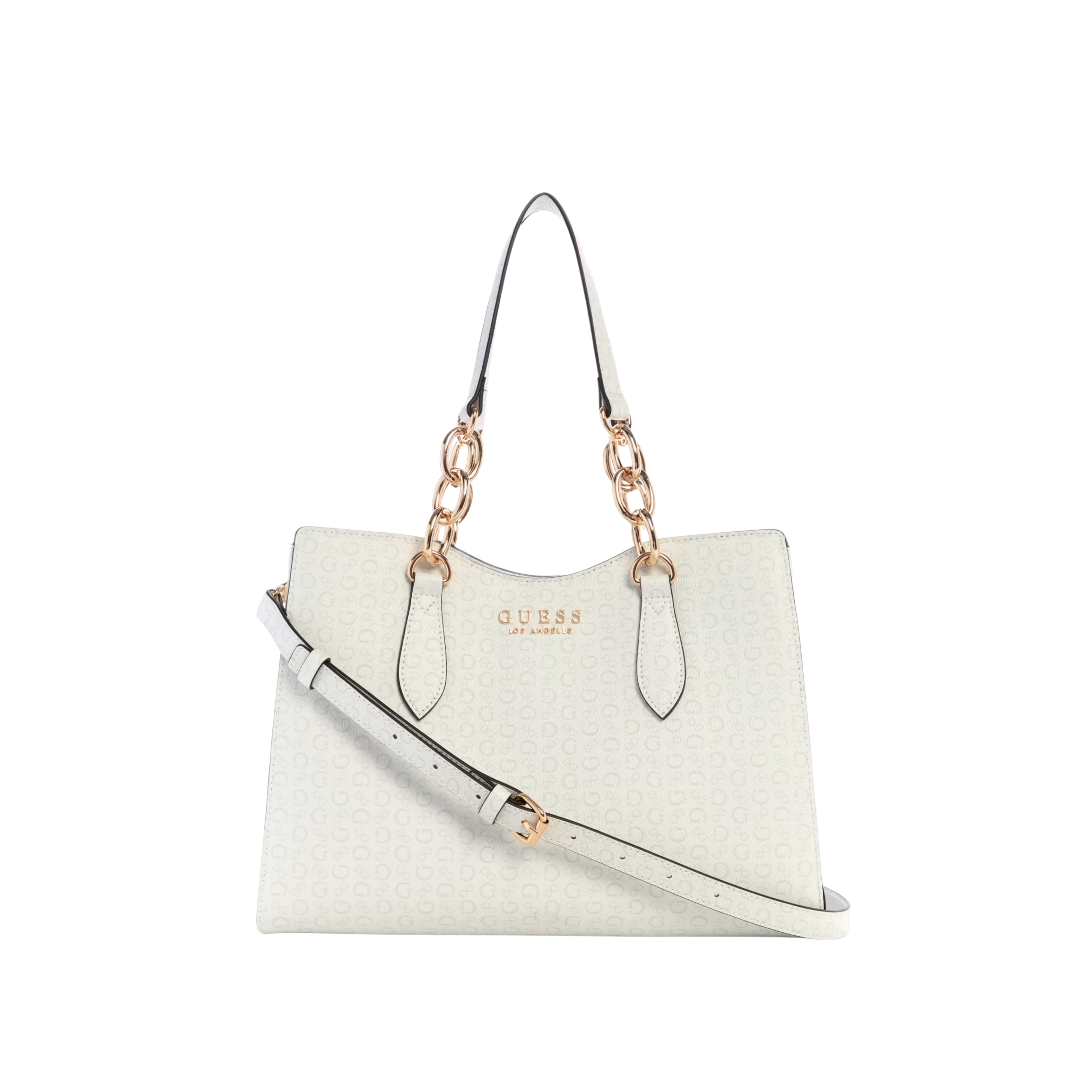 Guess Women Chiarra Logo Satchel - White