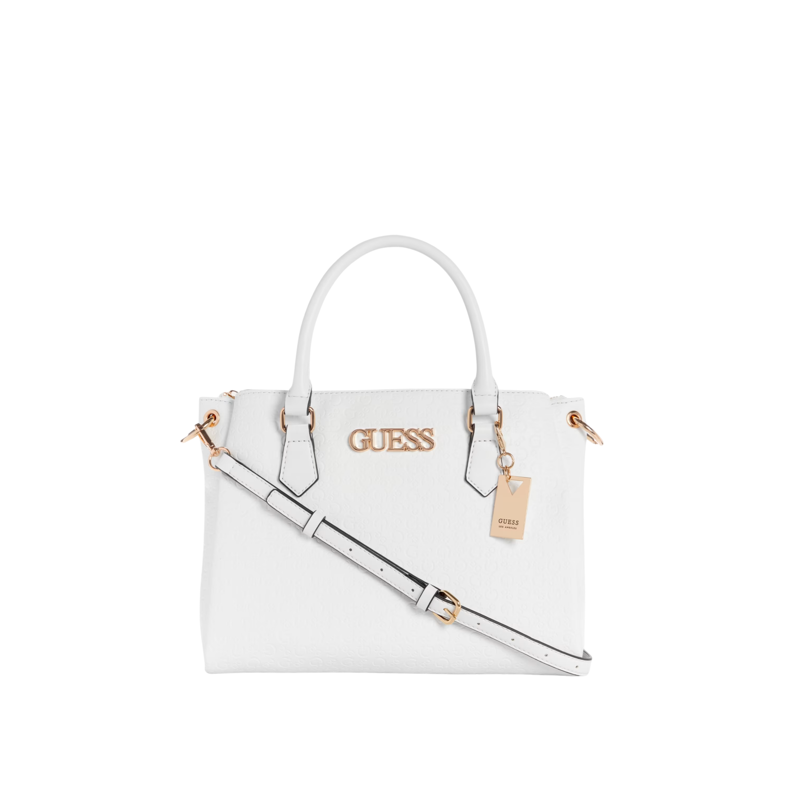 GUESS Women Zakaria Debossed Logo Satchel - White