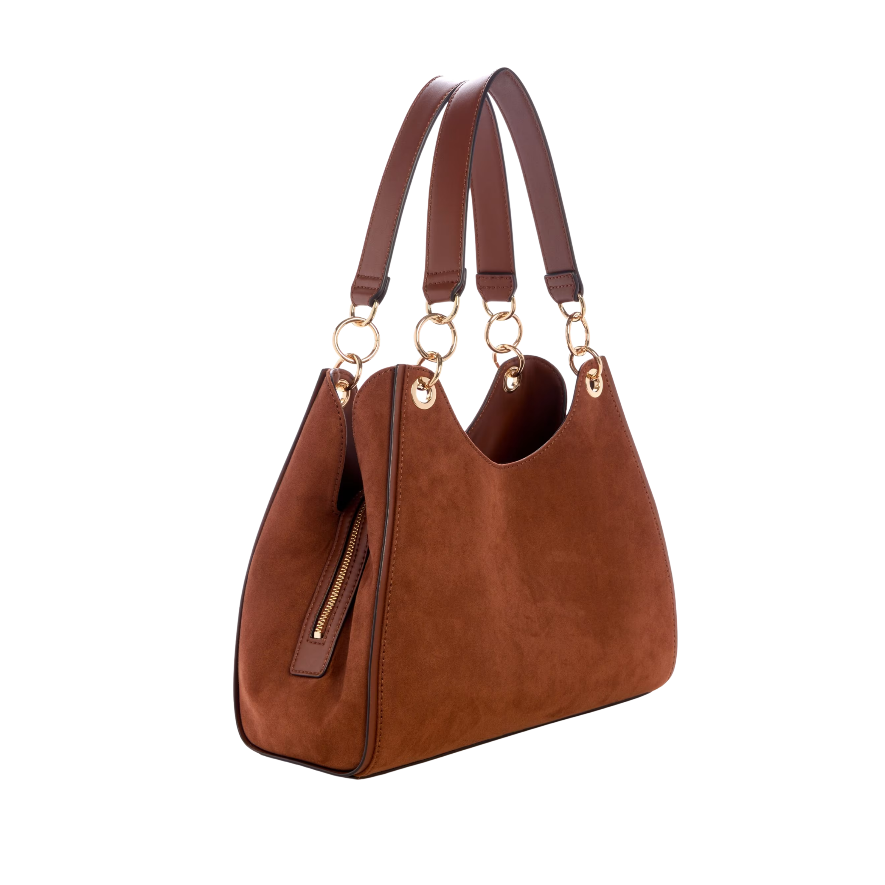 Guess Women Kaline Faux Suede Satchel - Brown