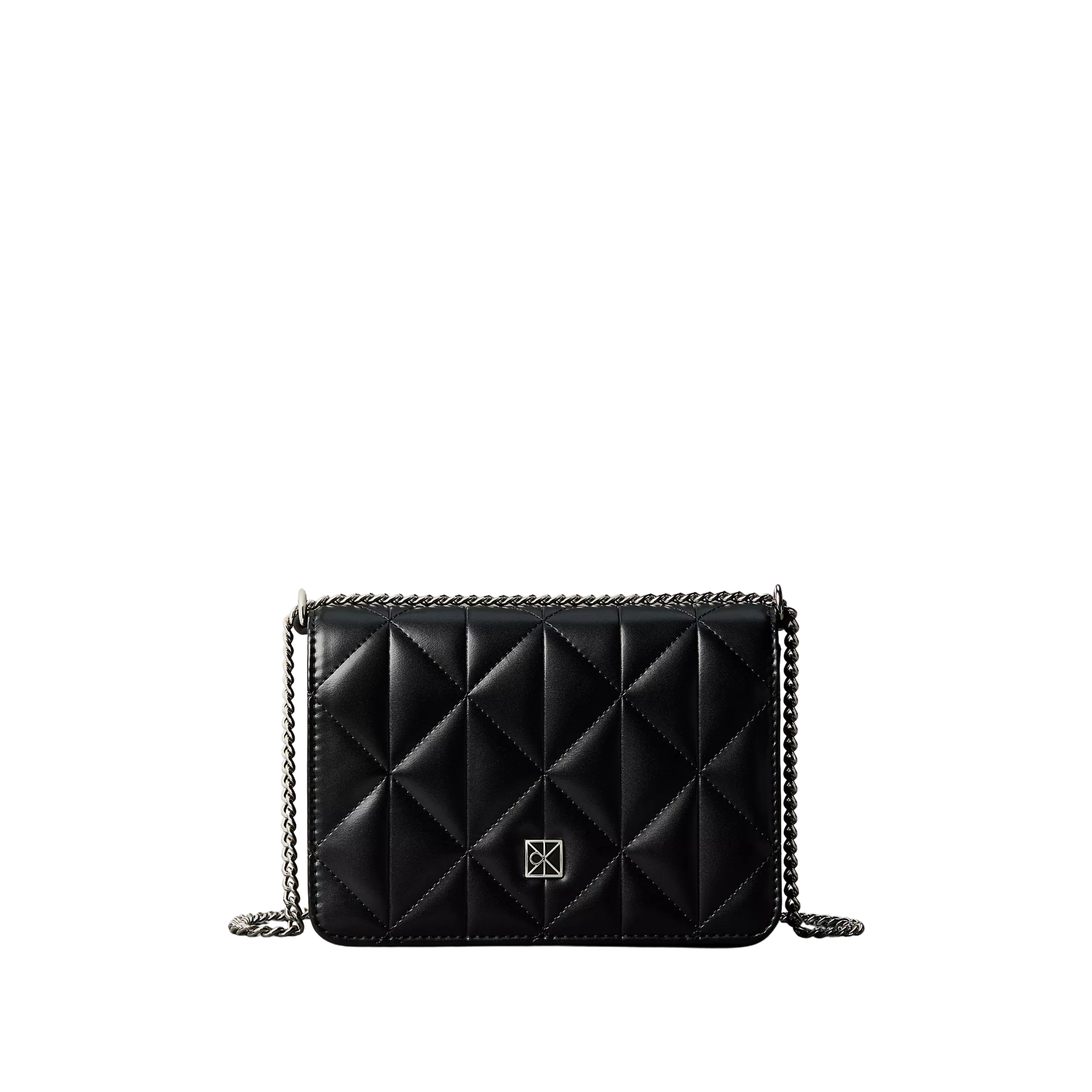 Calvin Klein Women Quilted Emblem Logo Mini Chain Bag - Black