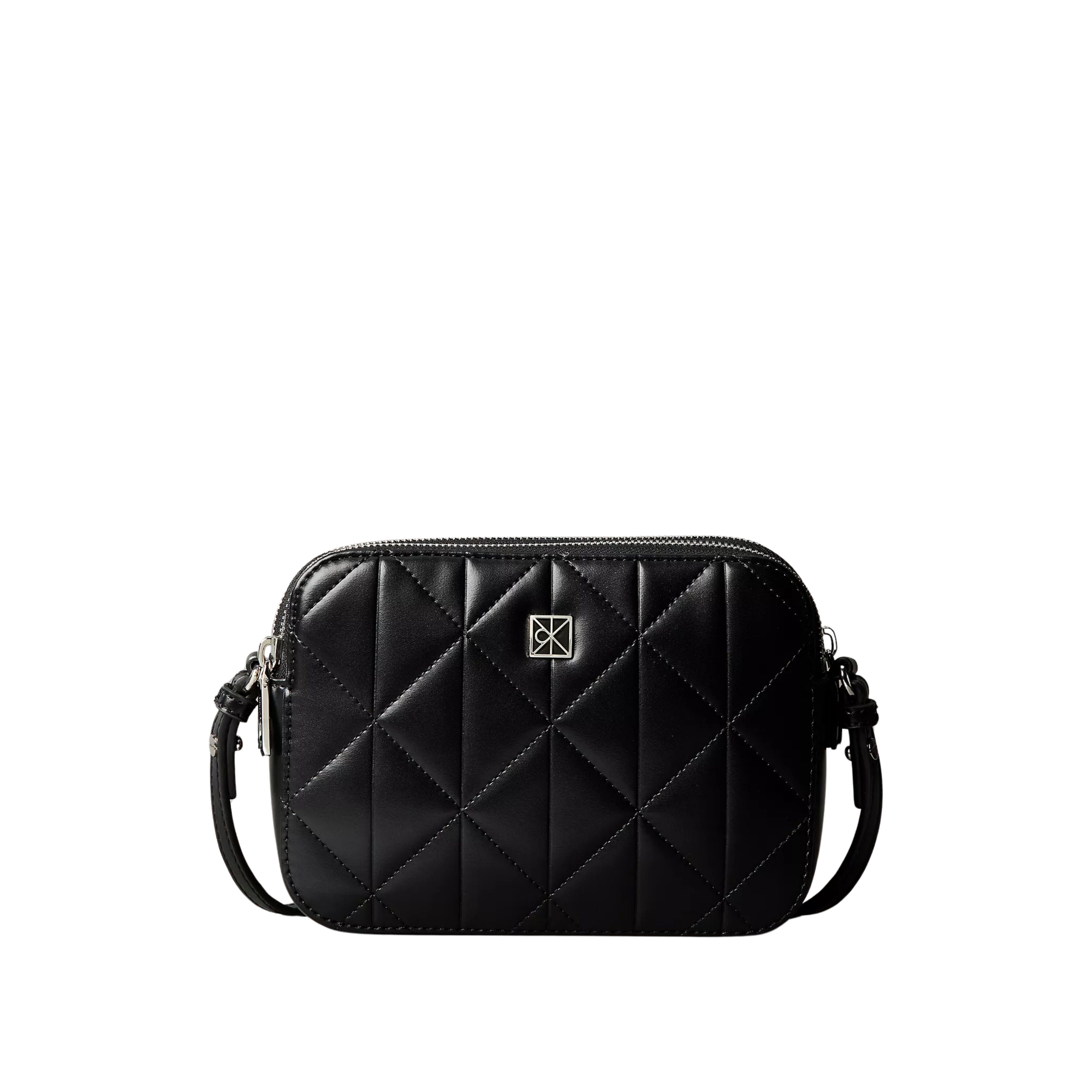 Calvin Klein Women Quilted Emblem Logo Camera Bag - Black