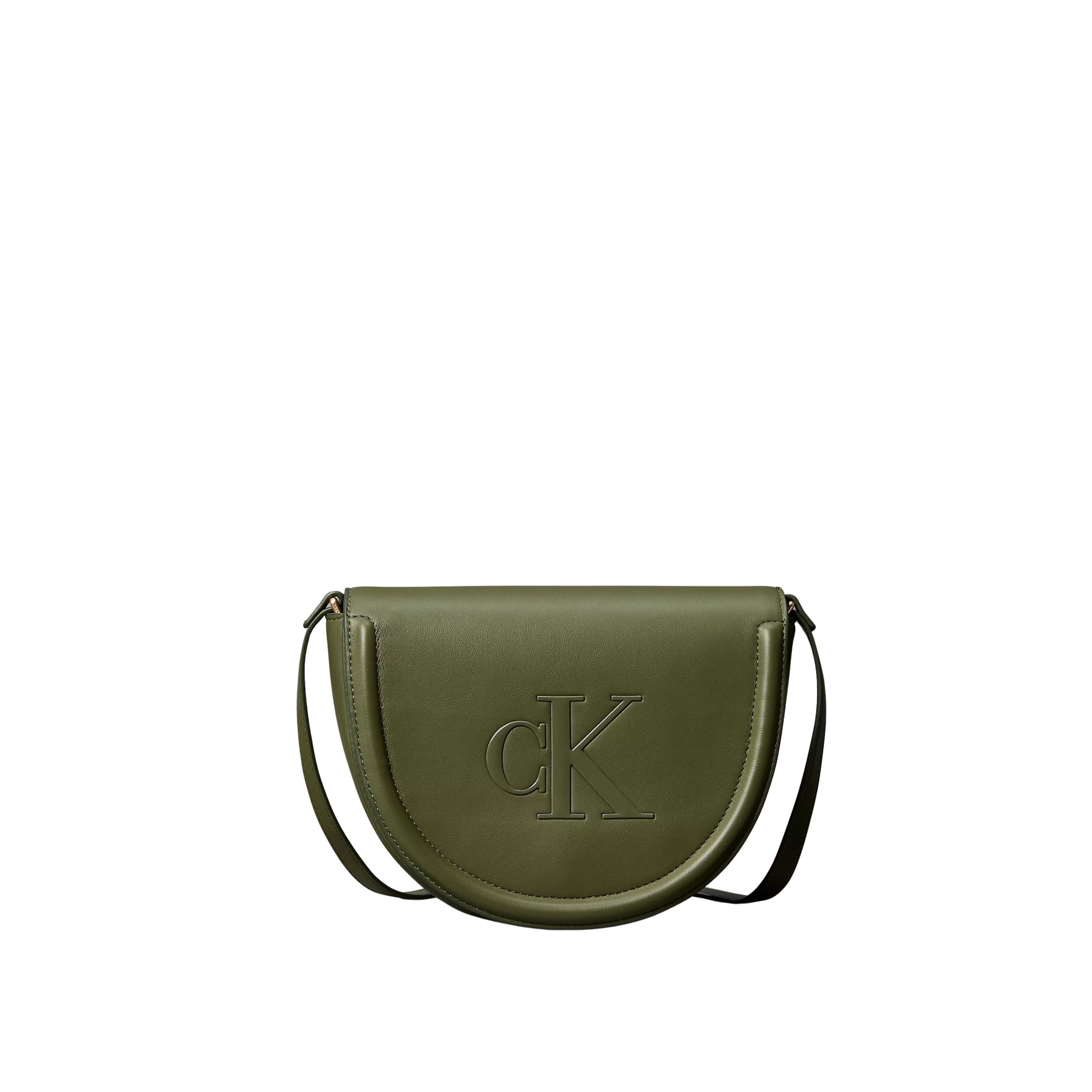 Calvin Klein Women Embossed Monogram Saddle Bag - Cypress