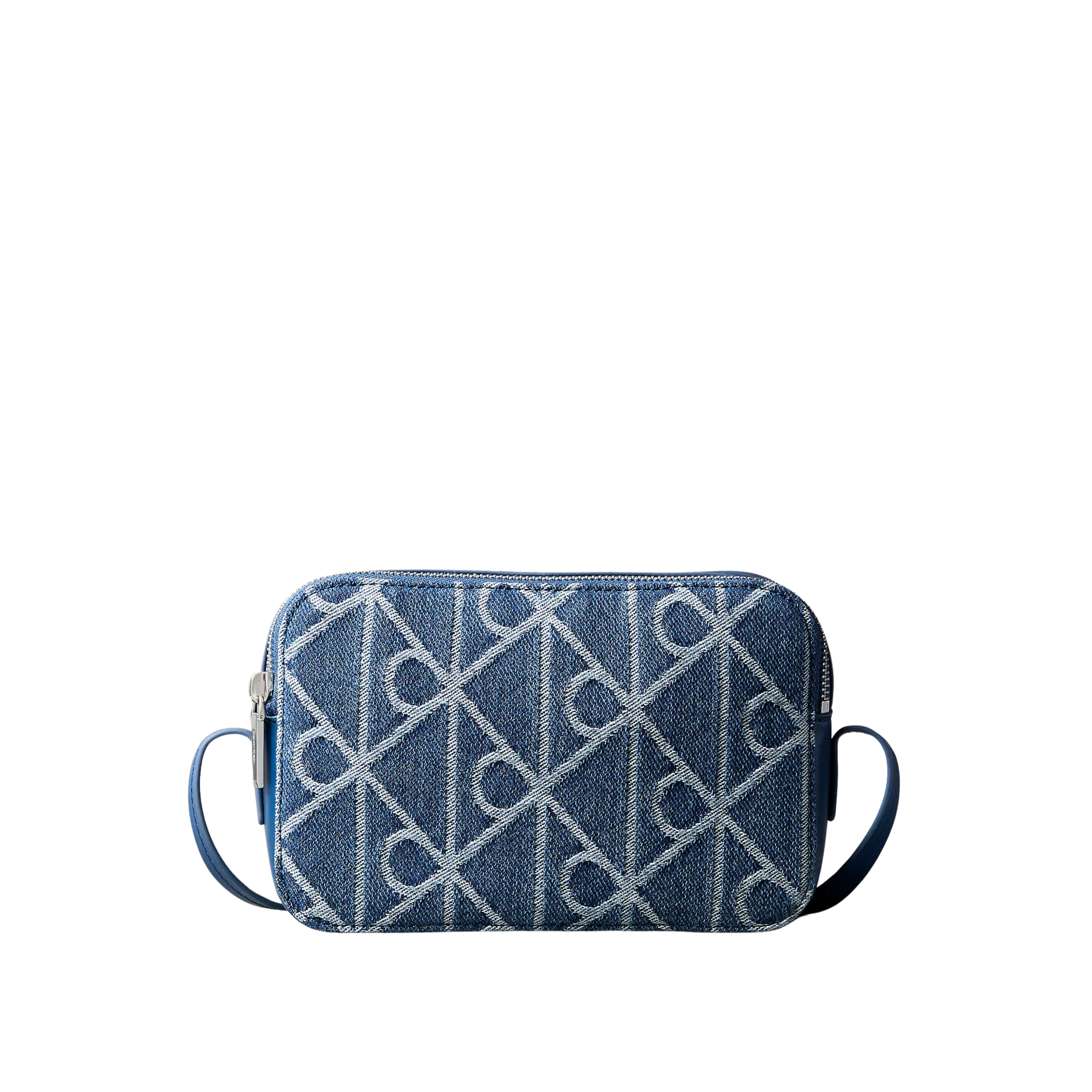 Calvin Klein Women Allover Emblem Logo Denim Camera Bag - Denim Medium Wash