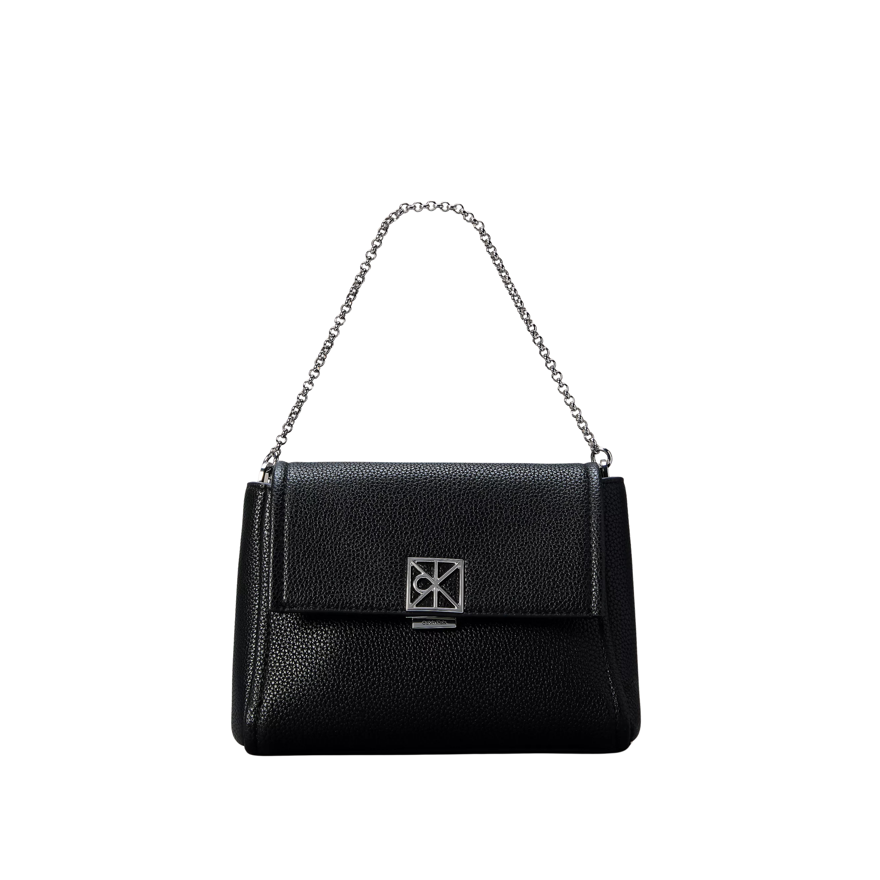 Calvin Klein Women Emblem Logo Hardware Pebble Crossbody Bag - Black