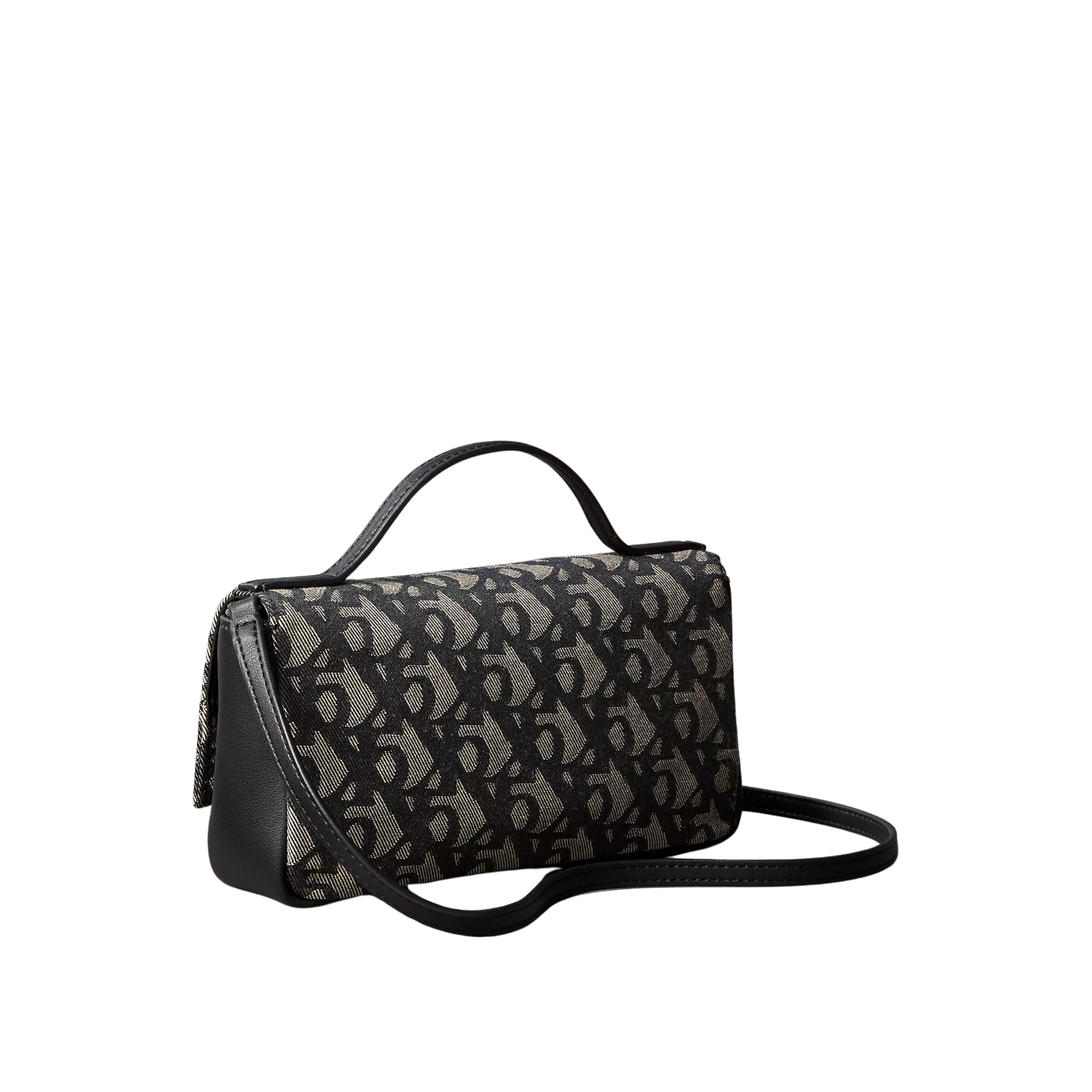 Calvin Klein Women Allover Monogram Flap Crossbody Bag - Black Lotus Beige Aop