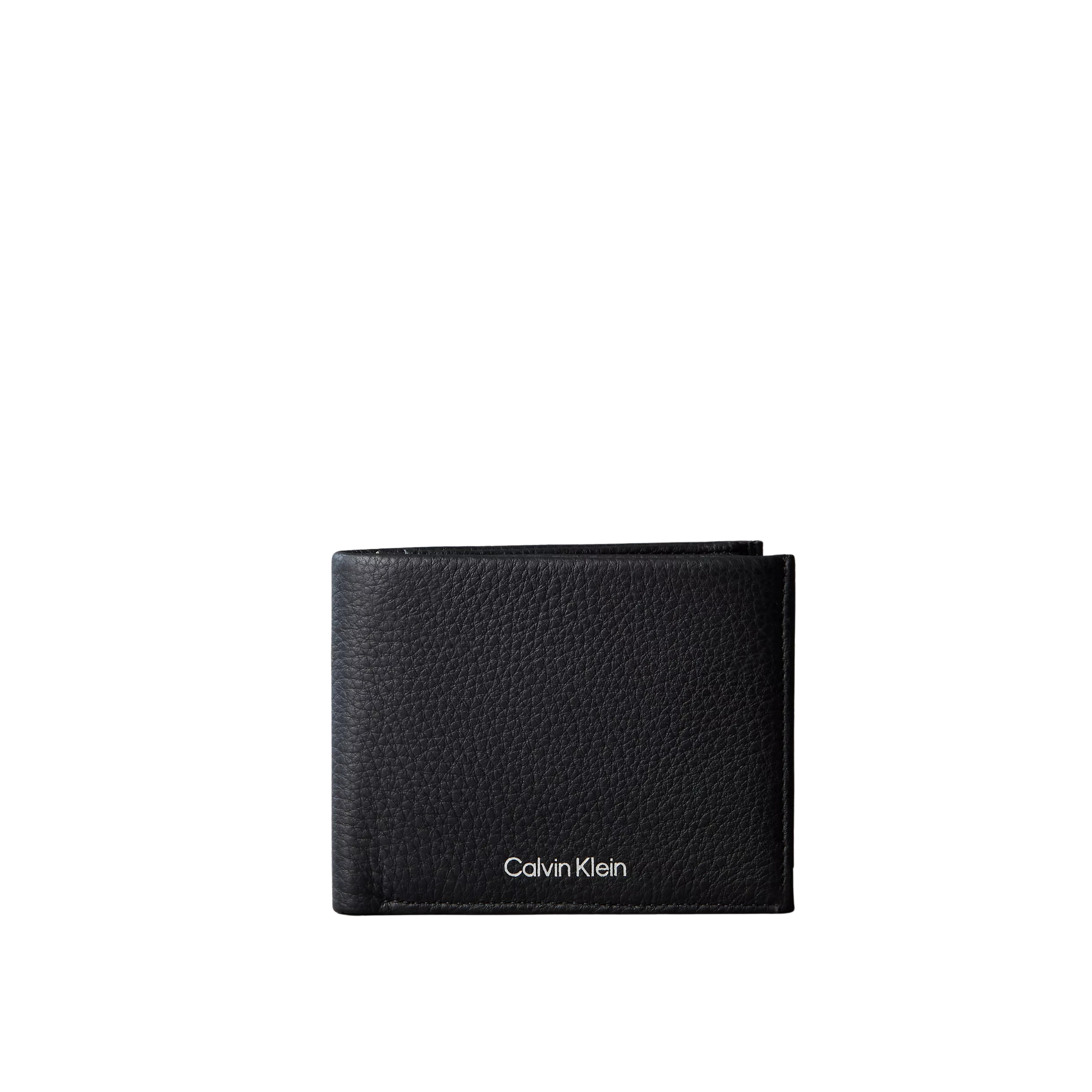 Calvin Klein Men Pebble Grain Leather Bifold Wallet with Coin Pouch - Black