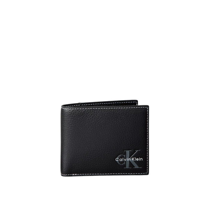 Calvin Klein Men Monologo Bifold Wallet with Coin Pouch - Black
