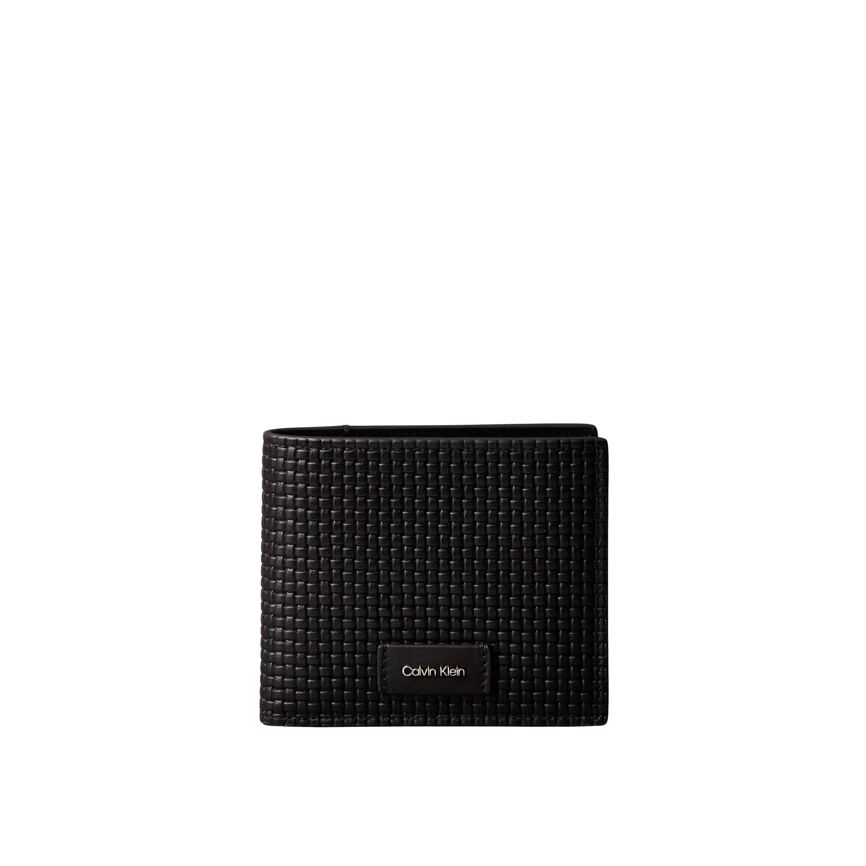 Calvin Klein Men Embossed Woven Billfold Coin Wallet - Black