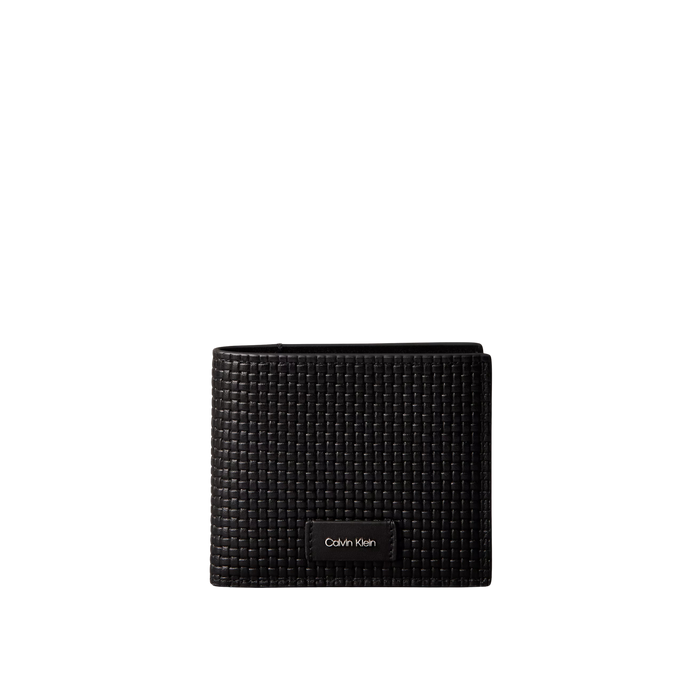 Calvin Klein Men Embossed Woven Billfold Coin Wallet - Black