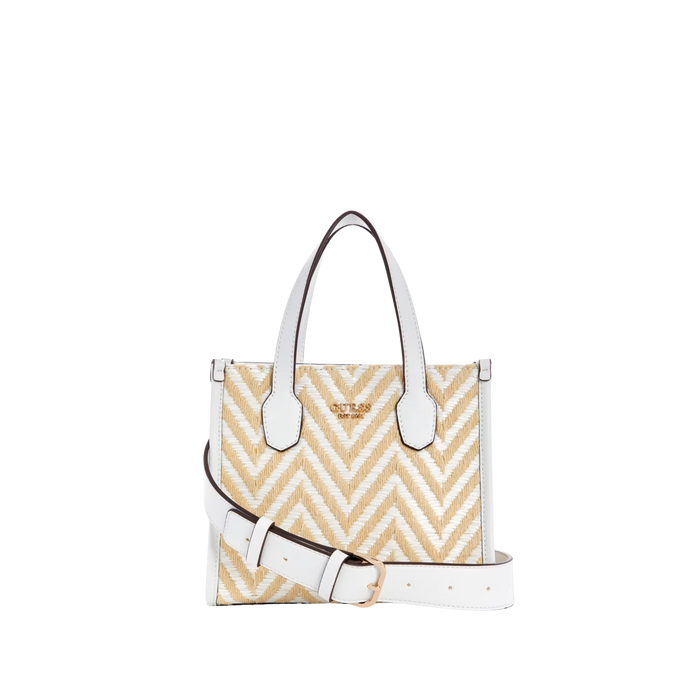 Guess Women Silvana Chevron Mini Tote - White Multi