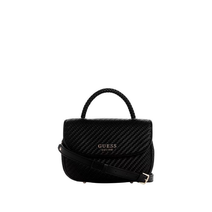 Guess Women Mirema Woven Top Handle Bag - Black