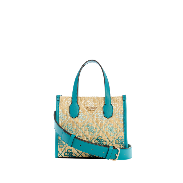 Guess Women Silvana Raffia Mini Tote - Teal Logo