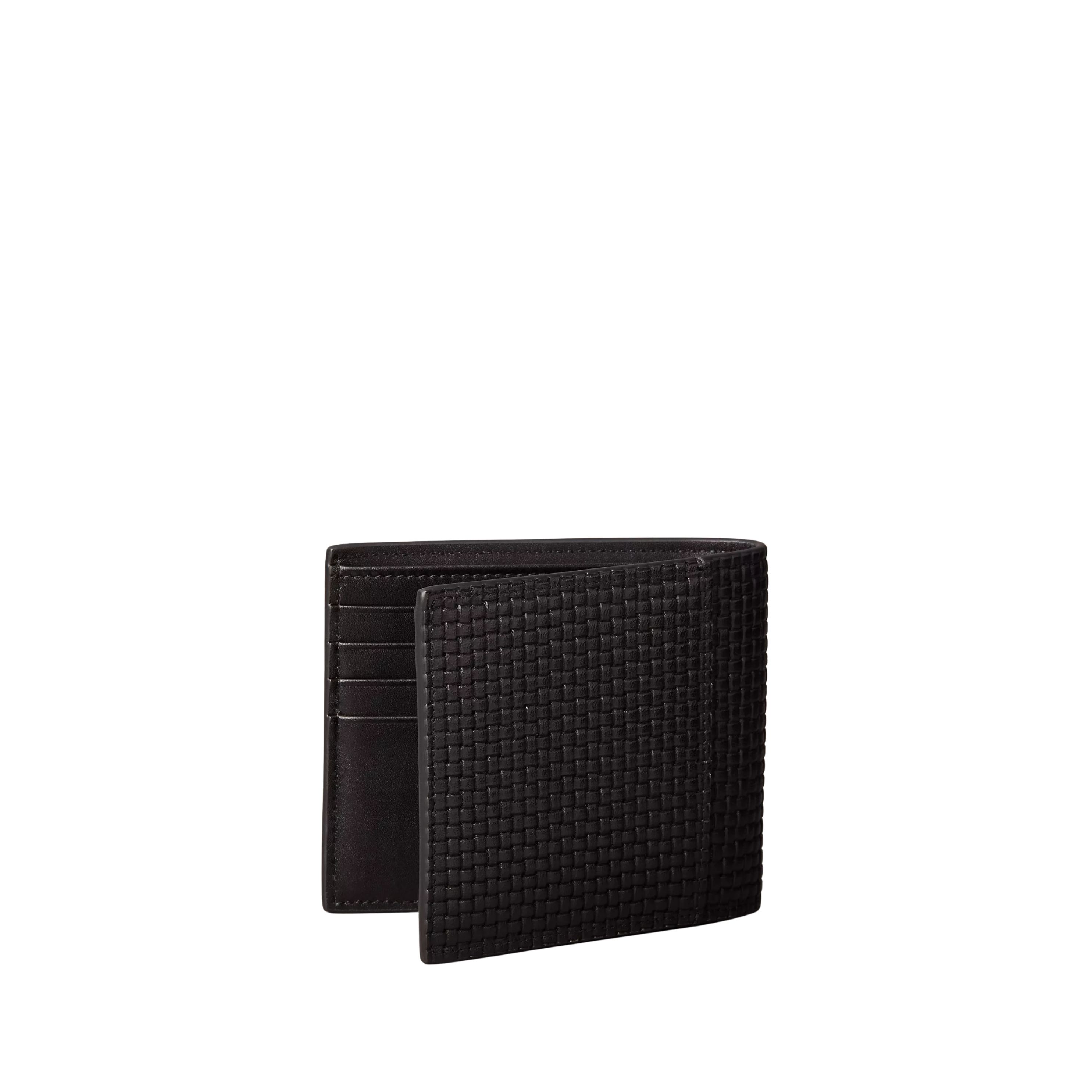 Calvin Klein Men Embossed Woven Billfold Coin Wallet - Black
