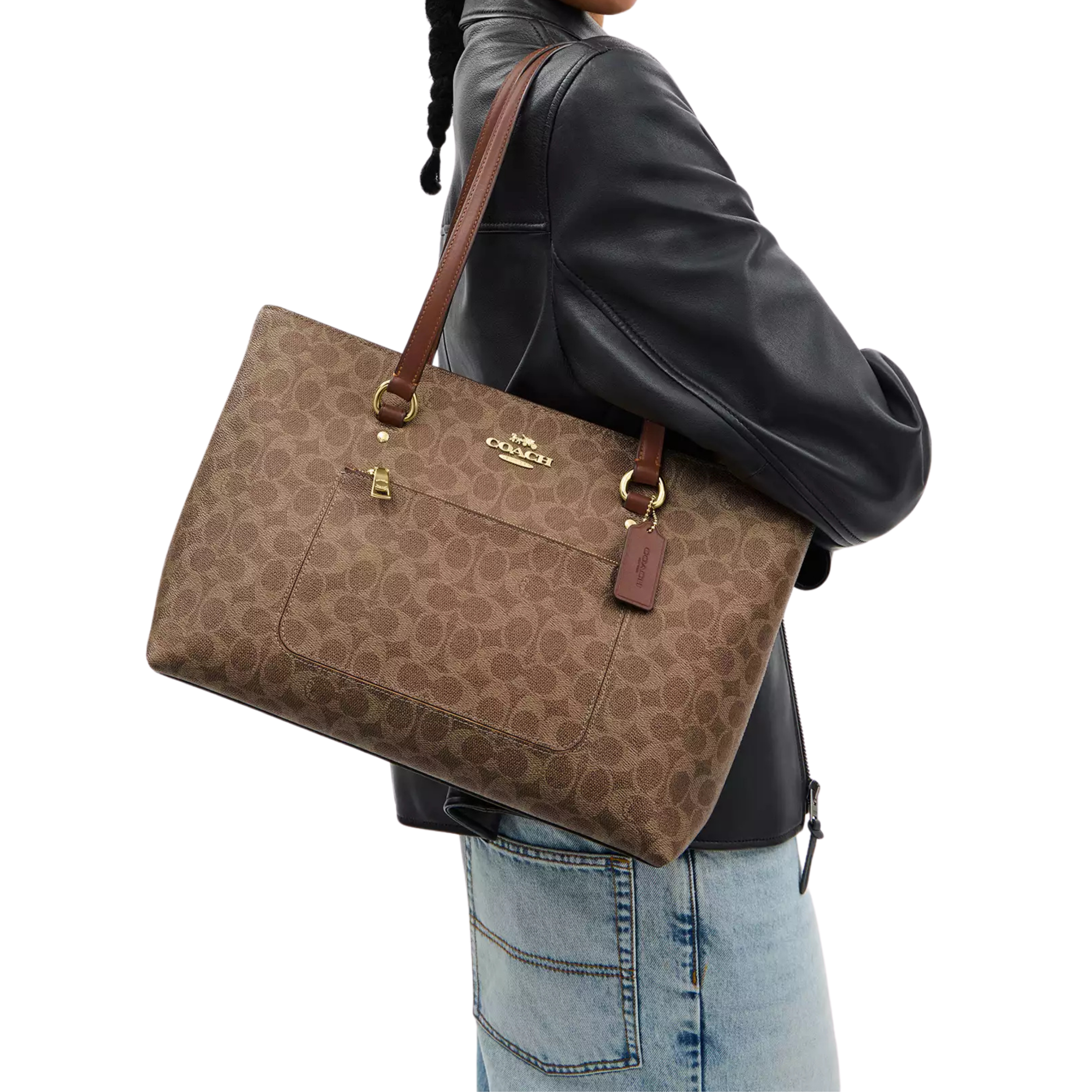 COACH Women Station Tote Bag - Gold Tan Brown