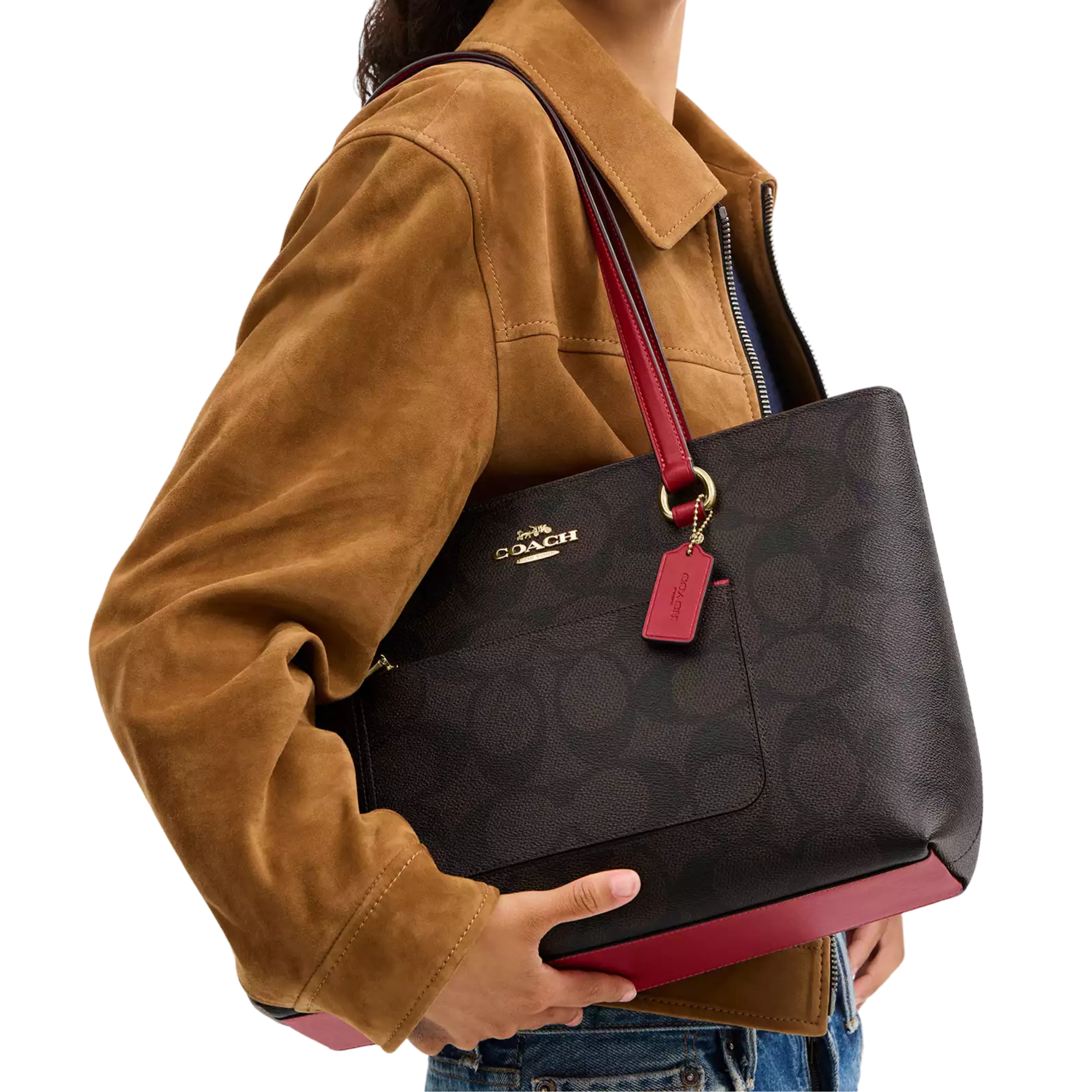 COACH Women Station Tote Bag - Walnut True Red