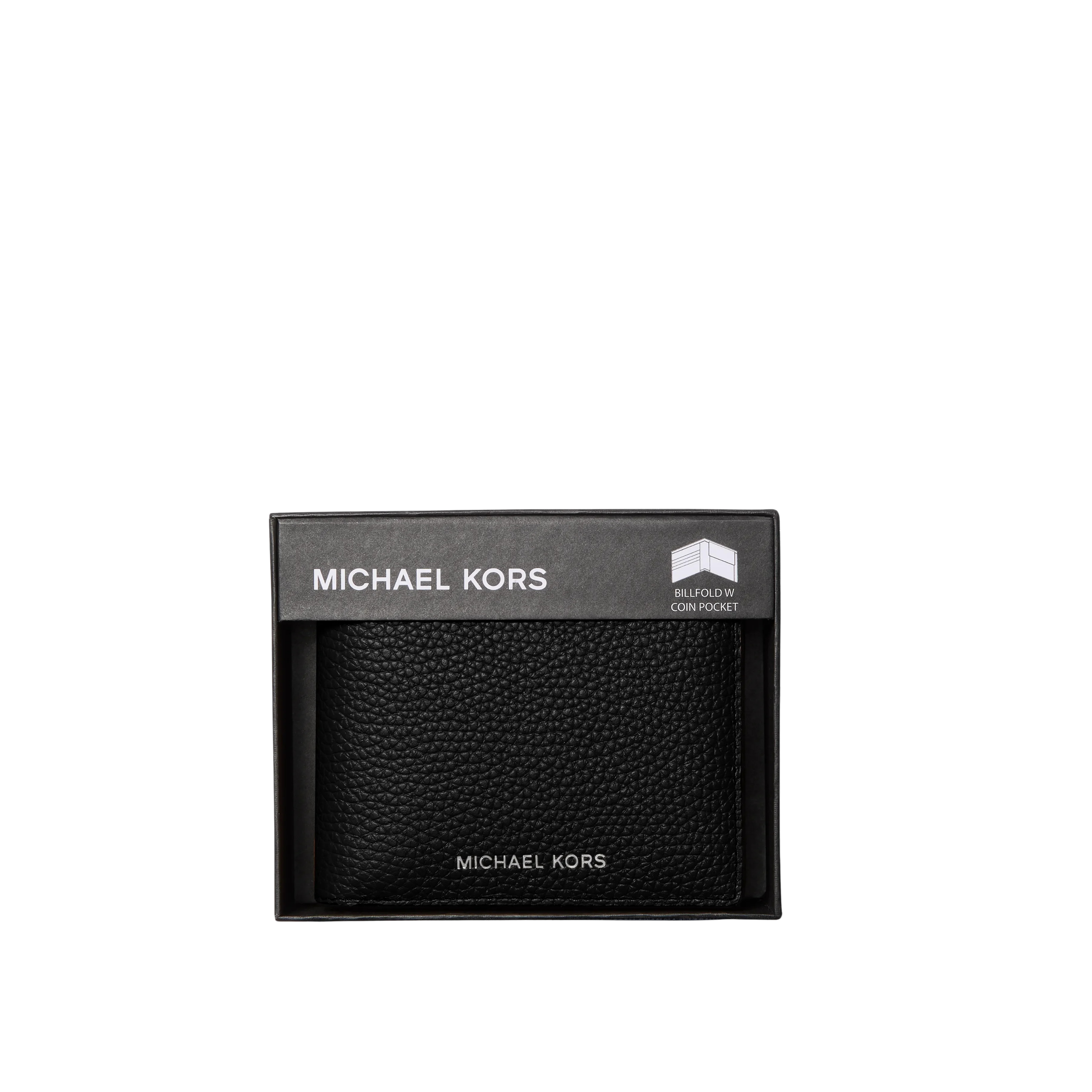Michael Kors Men Cooper Pebbled Leather Billfold Wallet With Coin Pouch - Black