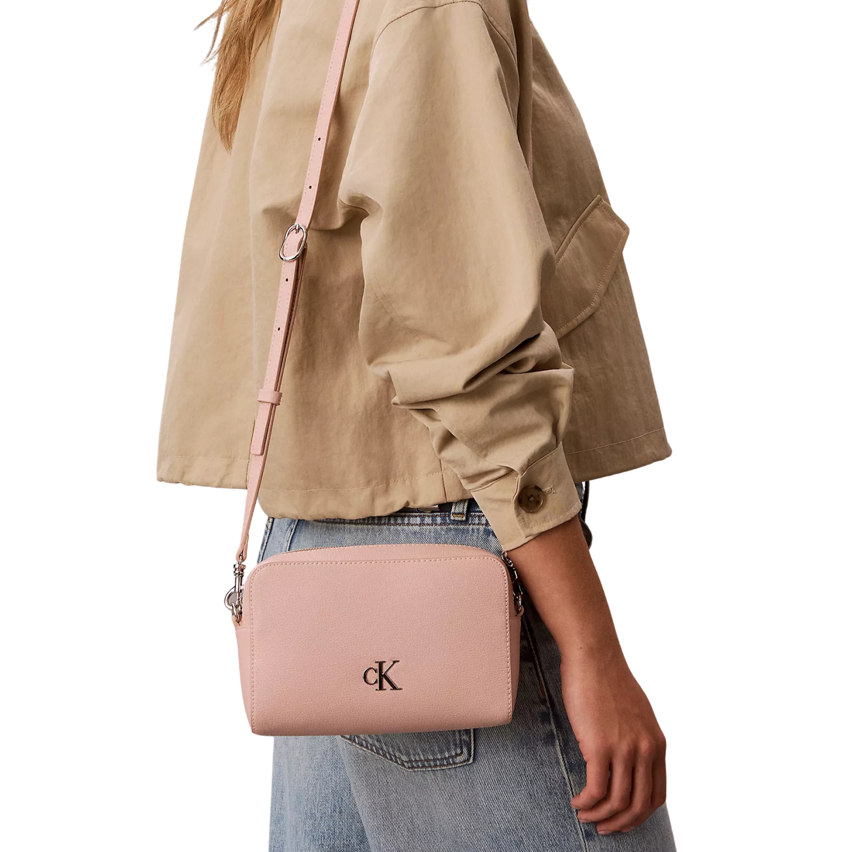 Calvin Klein Women Minimal Monogram Phone Crossbody - Pale Conch